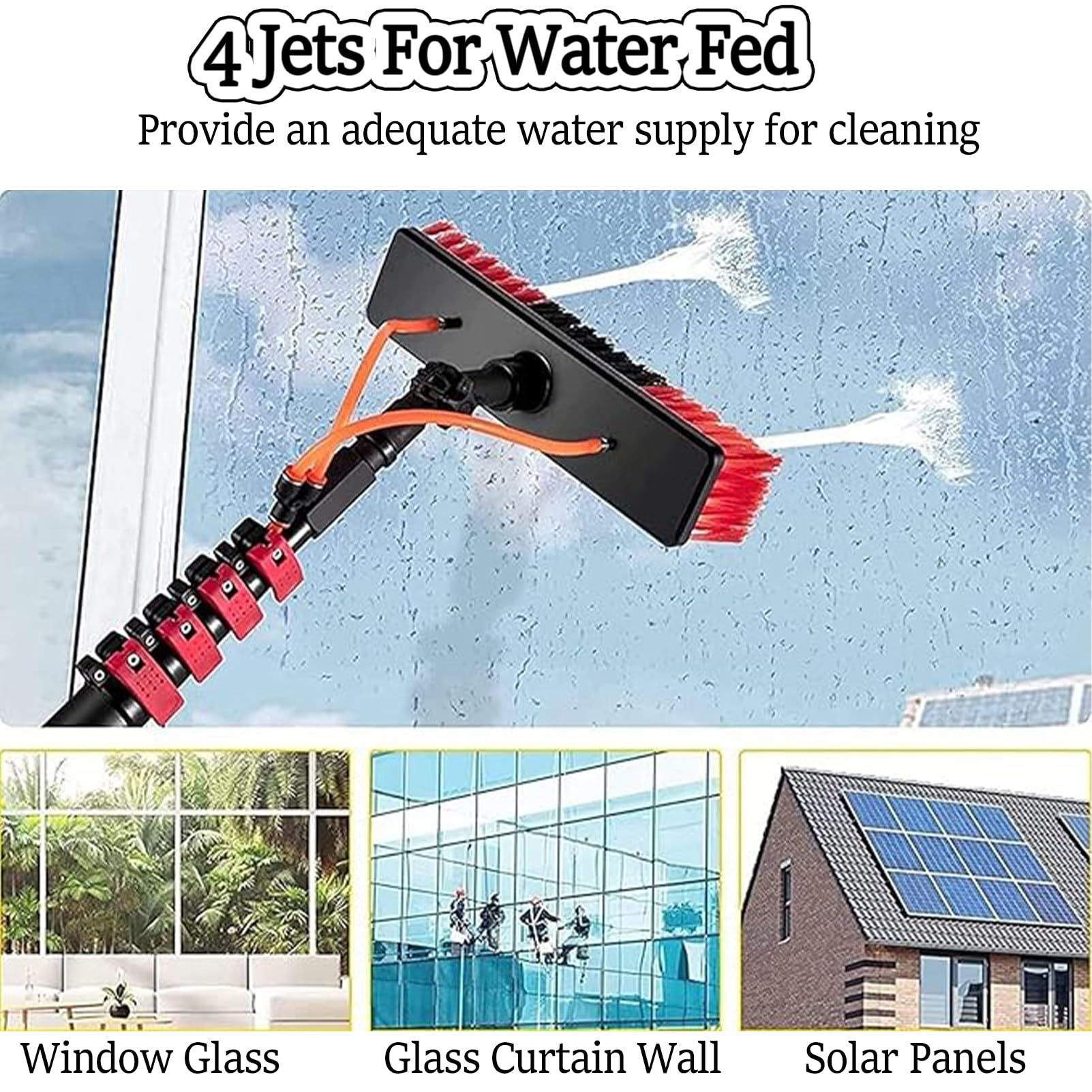 Cepillo telescópico para limpiar paneles solares y techos de invernadero, herramienta de limpieza extensible, alcance de 35 cm a 3,6 m