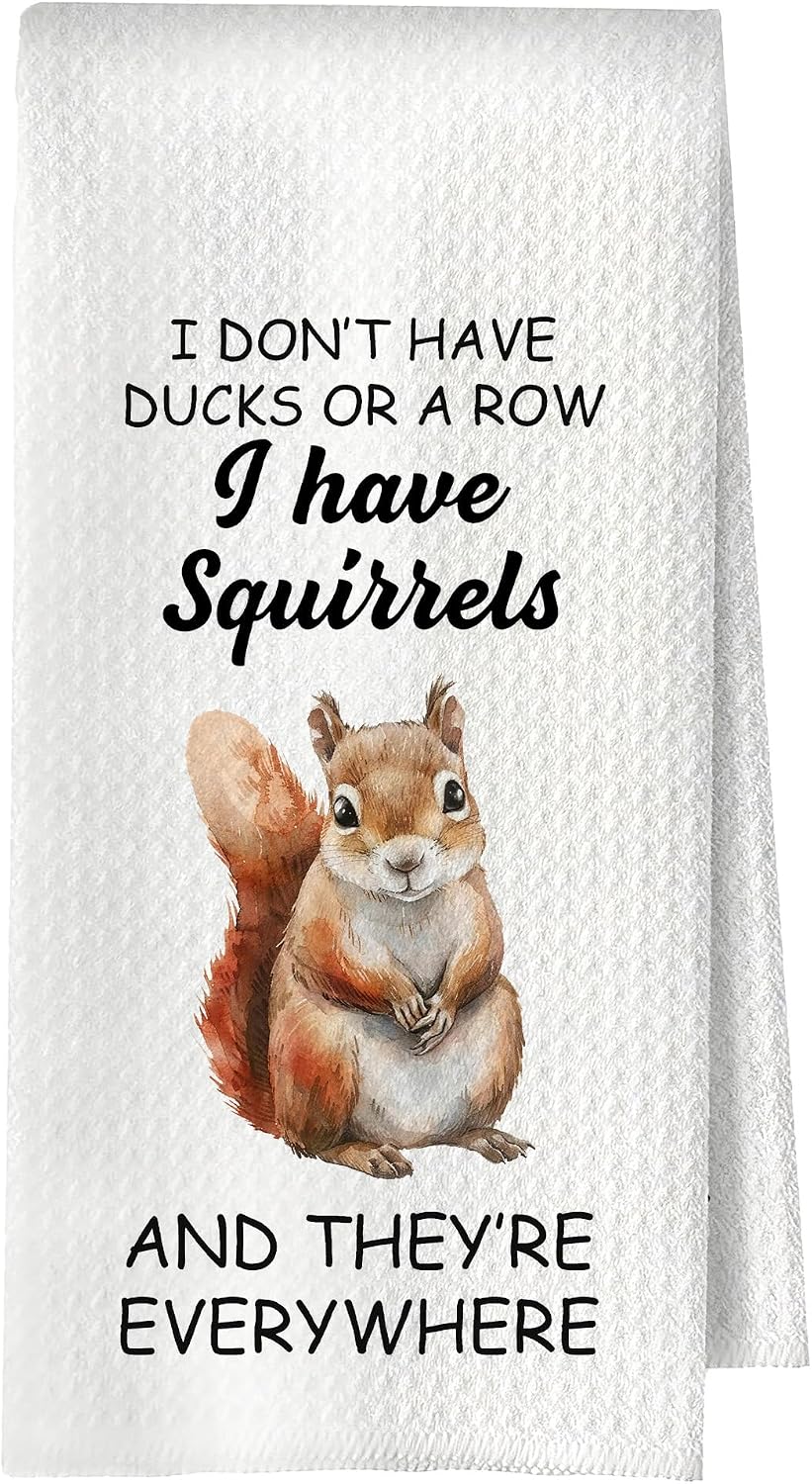 Funny Squirrel Kitchen Towel, Animal Dish Towel, Gifts For Squirrel Lovers