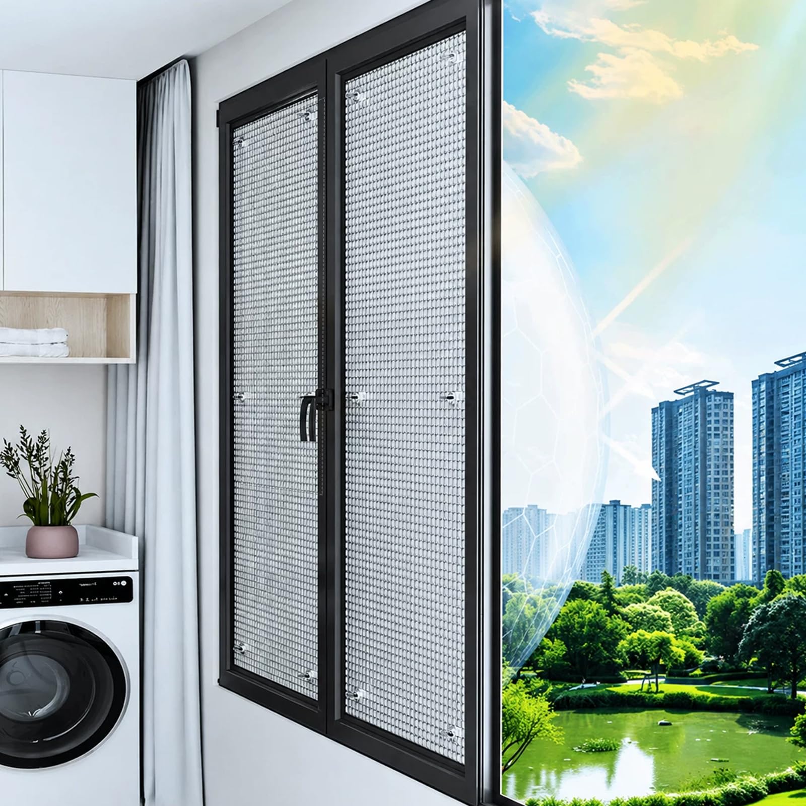Blackout Privacy Film for Glass Windows,9mm Thick Aluminum Foil Thermal Insulation Reflective Film,Heat Control Anti UV Glare Window Tint,for Bedroom,Bathroom,Office (40x160cm)