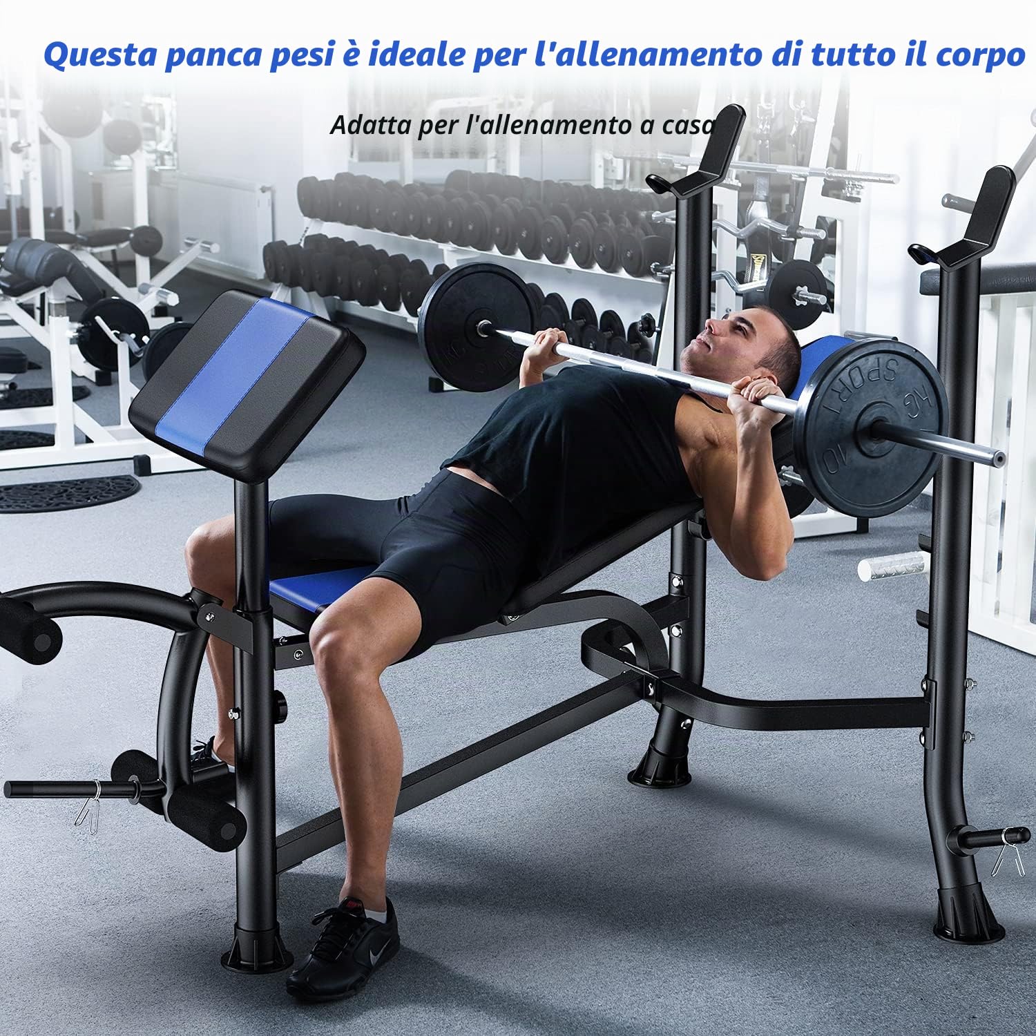 WINNOW Panca pesi regolabile con estensione delle gambe e Preacher Curl Panca per allenamento a casa Palestra per sollevamento pesi Panca per allenamento completo