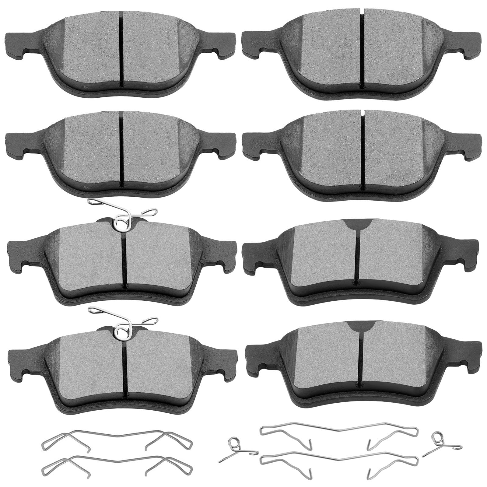 SCITOO D1044 D1095 Front Rear Brake Pads Fit For 2012-18 For Ford For Focus | 2013-2018 For Ford For C-Max,2018 For Ford For EcoSport,2013-2016 For Ford For Escape; 8PCS w/Hardware