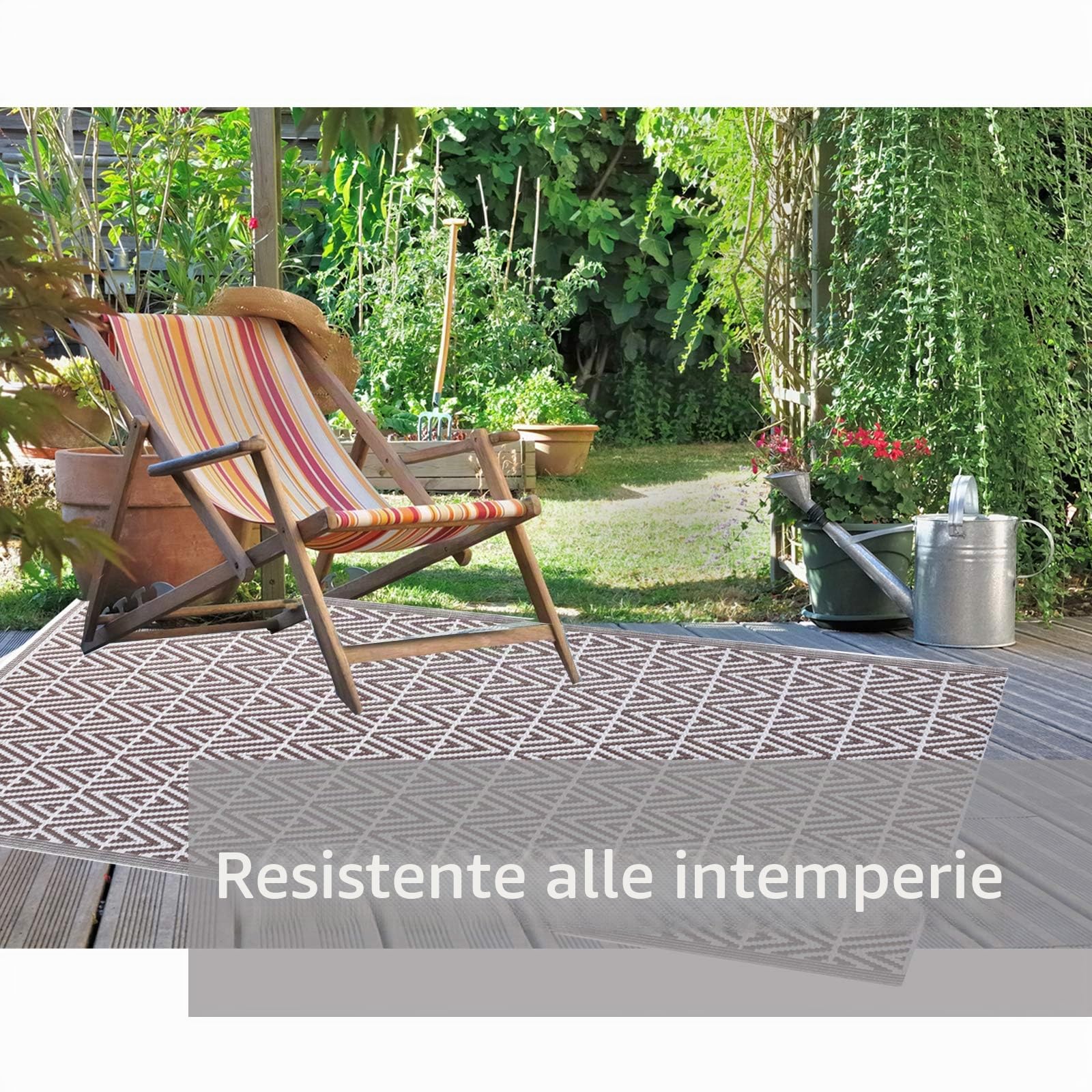 JEMIDI Tappeto Esterno Terrazzo 120x180 cm - Tappeti Esterni Giardino Grandi - Arredamento Salotto Moderno - Lavabile Pelo Corto - Tropicale - Grigio