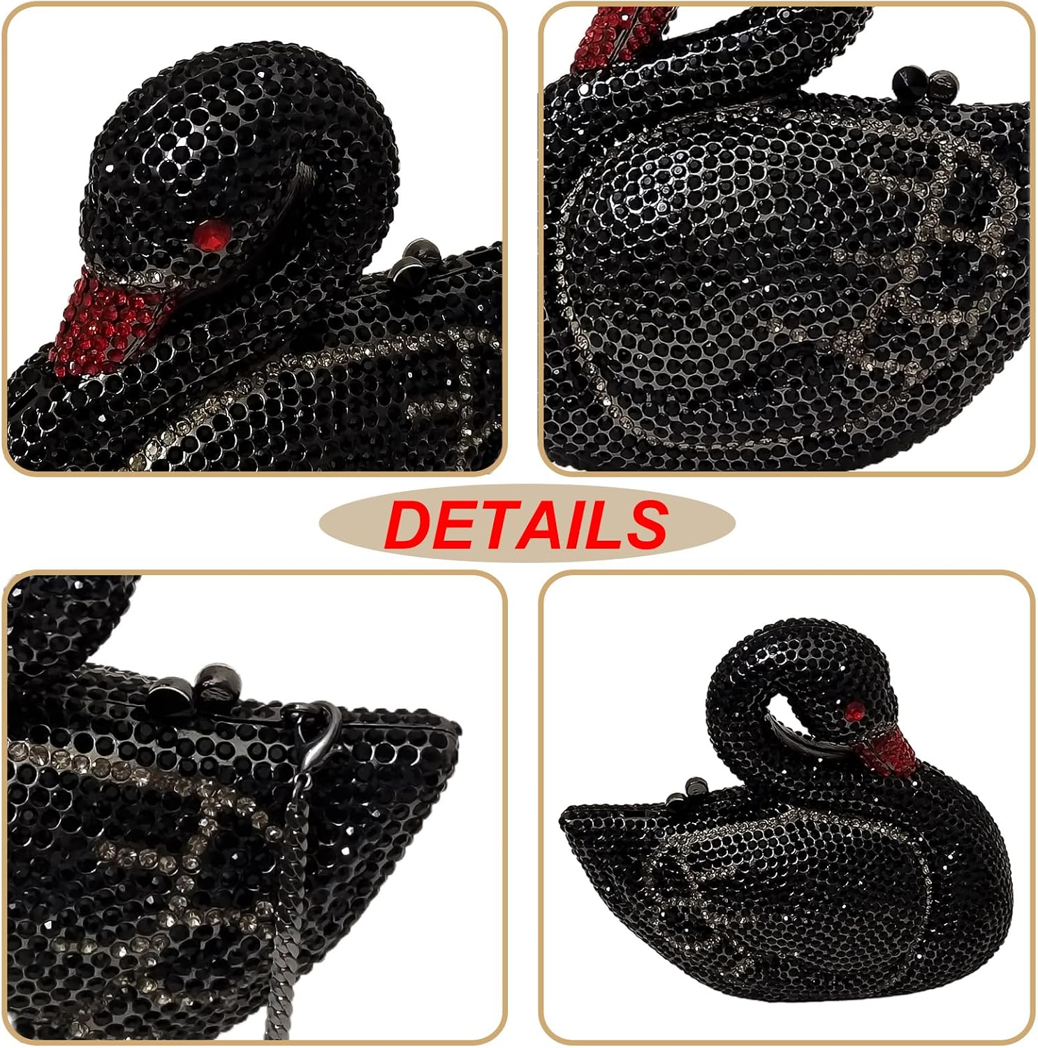 Elegant Swan Evening Purse Animal Crystal Clutch Women Minaudiere Handbag Party Luxury Rhinestone Bag | Animal Crystal