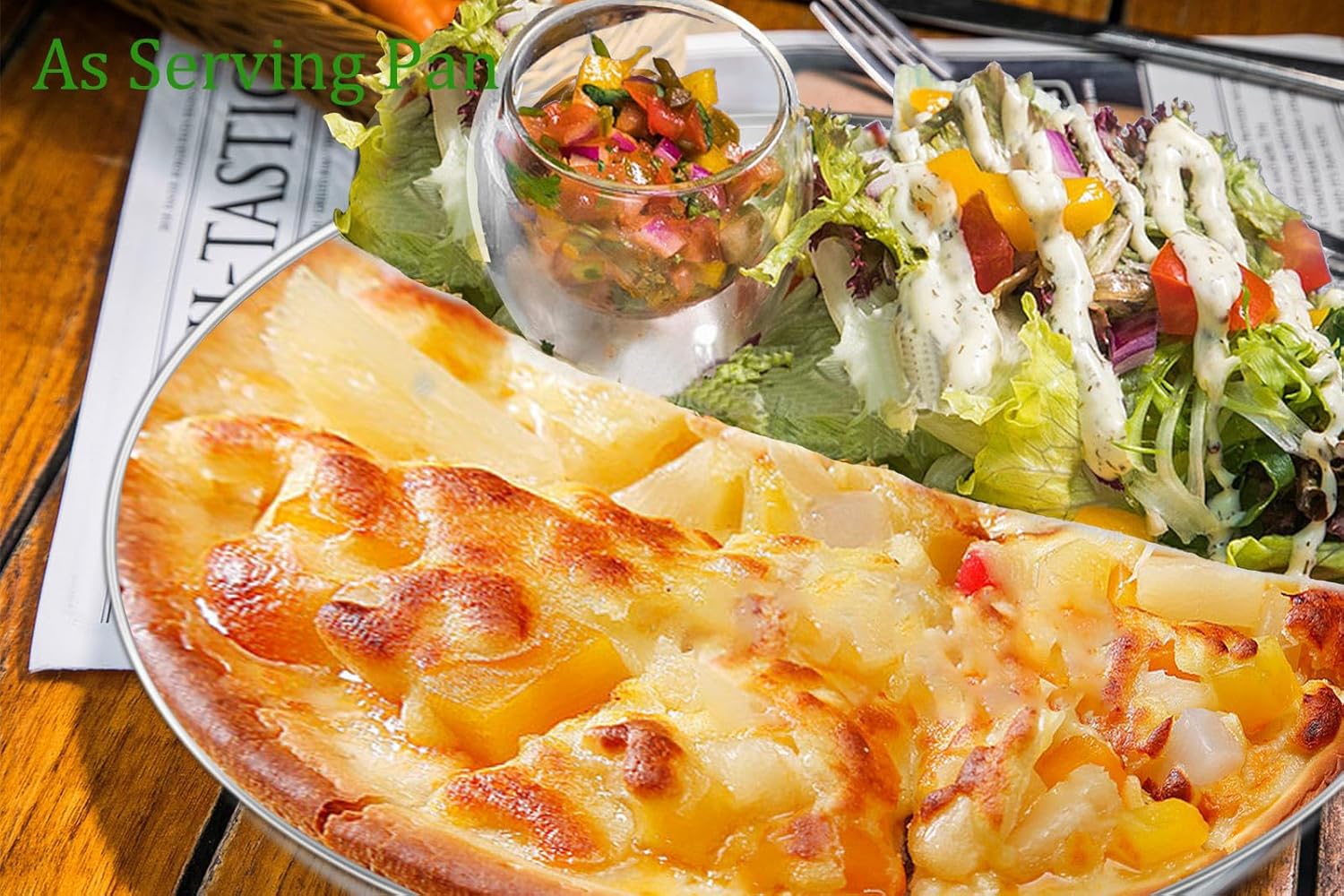 Pizza Pan, 13½ inch Stainless Steel Pizza Pan Set Large Pizza Oven Pans Tray for Baking Serving, Healthy & Heavy Duty, Dishwasher Safe & Easy Clean - 4 Piece