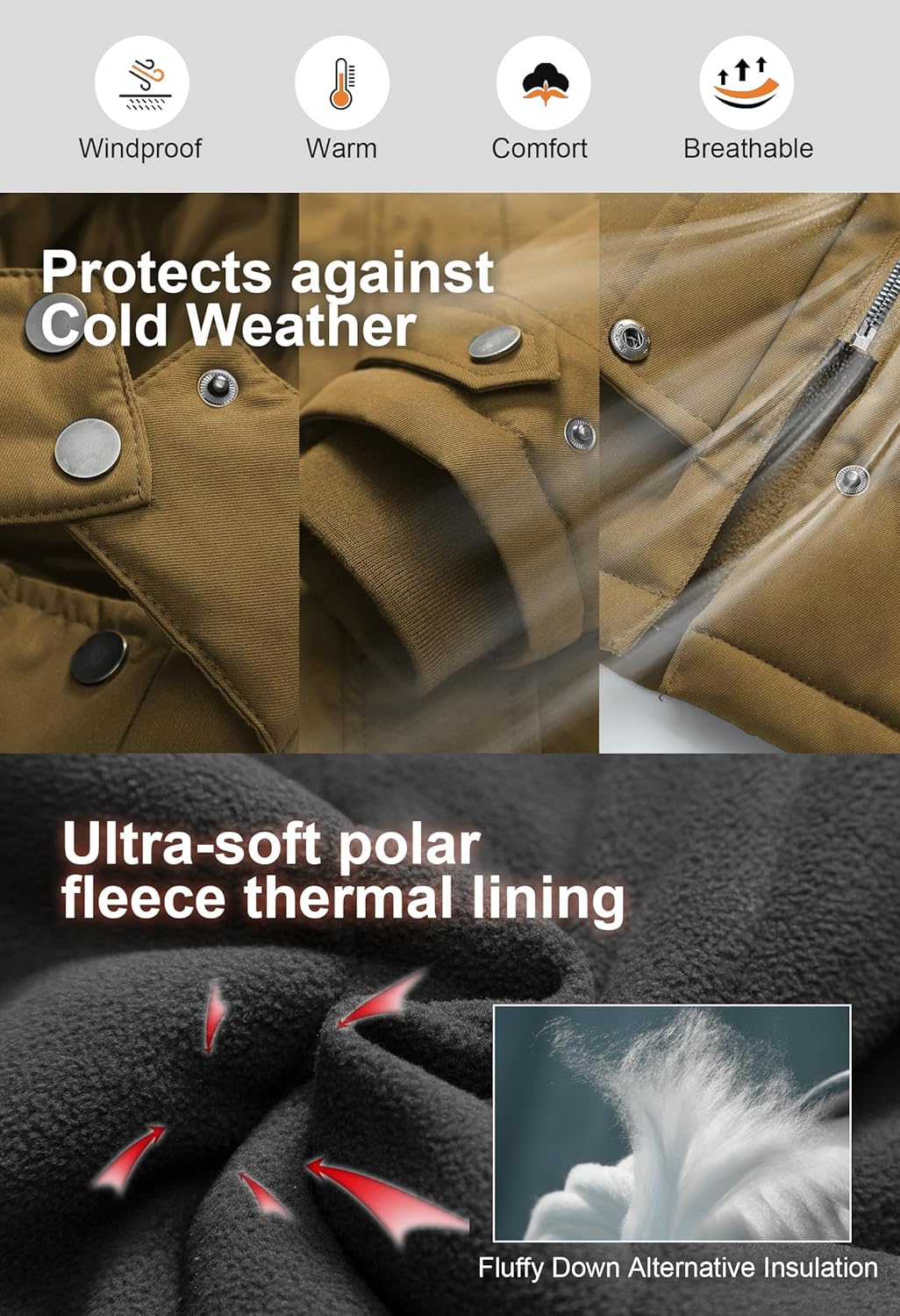 CREATMO US Women's Plus Size Winter Coat Waterproof Long Puffer Jacket Warm Military Thicken Parka with Fur Hood - Image 5