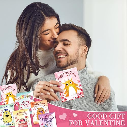 Miniatura 6 de 48 tarjetas de monstruo de San Valentín y marcadores magnéticos, bonitas tarjetas de felicitación para el día de San Valentín, marcadores de