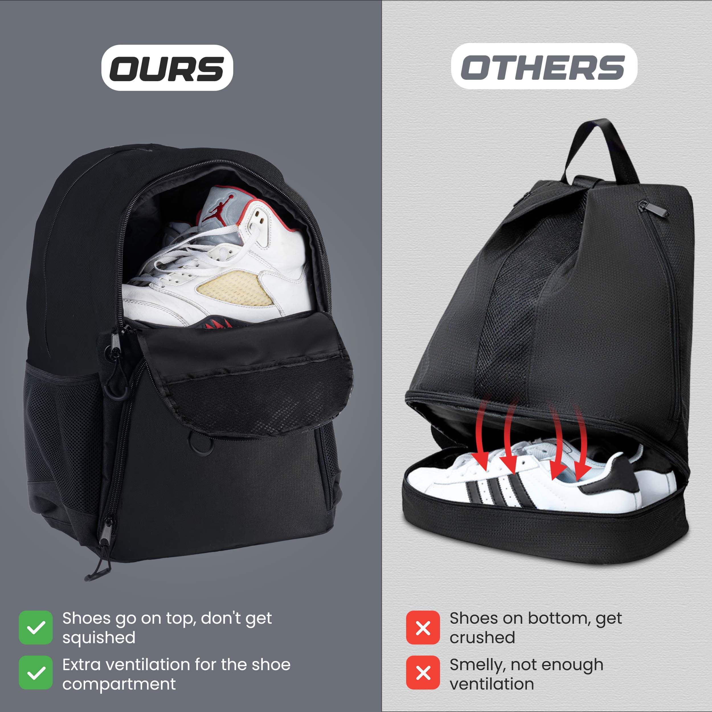 Soccer & Basketball Sports Bag with Ball Pump - Basketball Backpack with Separate Ball & Shoes Holder Compartment, Soccer Basketball Football & Volleyball Bag with Large Capacity