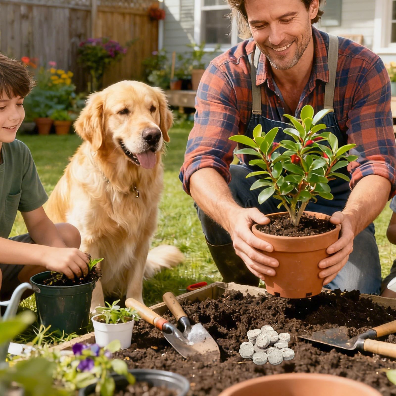 Pastillas para Germinar Semillas - Bandejas de 100 Bloques para Macetas - Discos de Sustrato de 30 mm,para Trasplante En Jardinería Interior Exterior Hidroponía Y