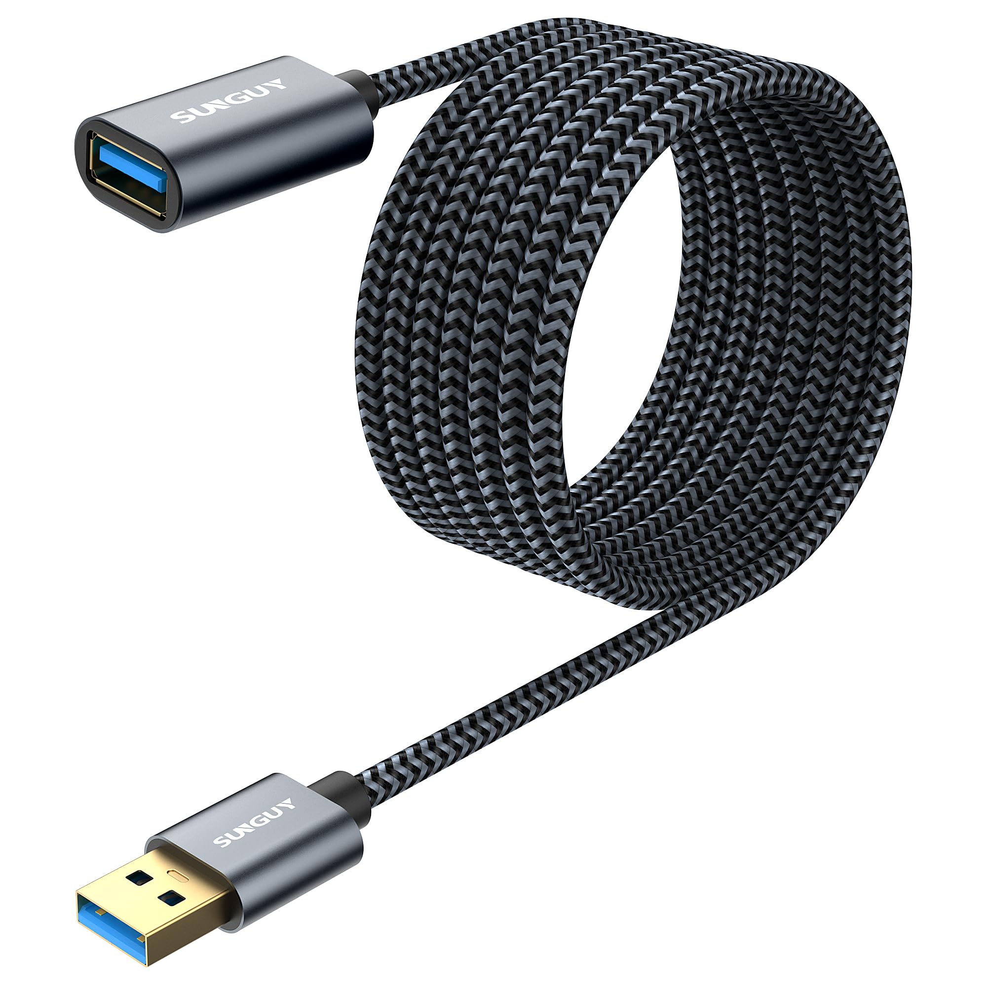 SUNGUY 5Gbps USB 3.0 Extension Cable 10FT, USB A Male to Female Extension Cord, USB Extender High Data Transfer Braided Compatible for Hard Drive, Flash Drive, Keyboard, Mouse, Printer, Camera, Xbox