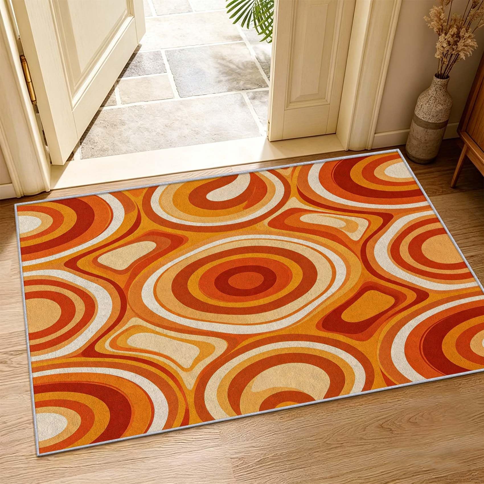 Tapis Carré 200x200 cm Motif Ondulé Géométrique 3D Impression Decoration