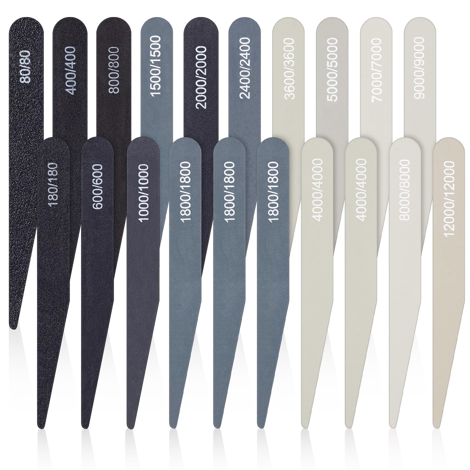 Honoson 20 Pcs Sanding Sticks for Plastic Models 3D Print Polishing Sticks Assorted Metal and Wood Sanding Tools Accessory for Model Craft Amateur Beginner(Low Grits and High Grits,Stylish Style)
