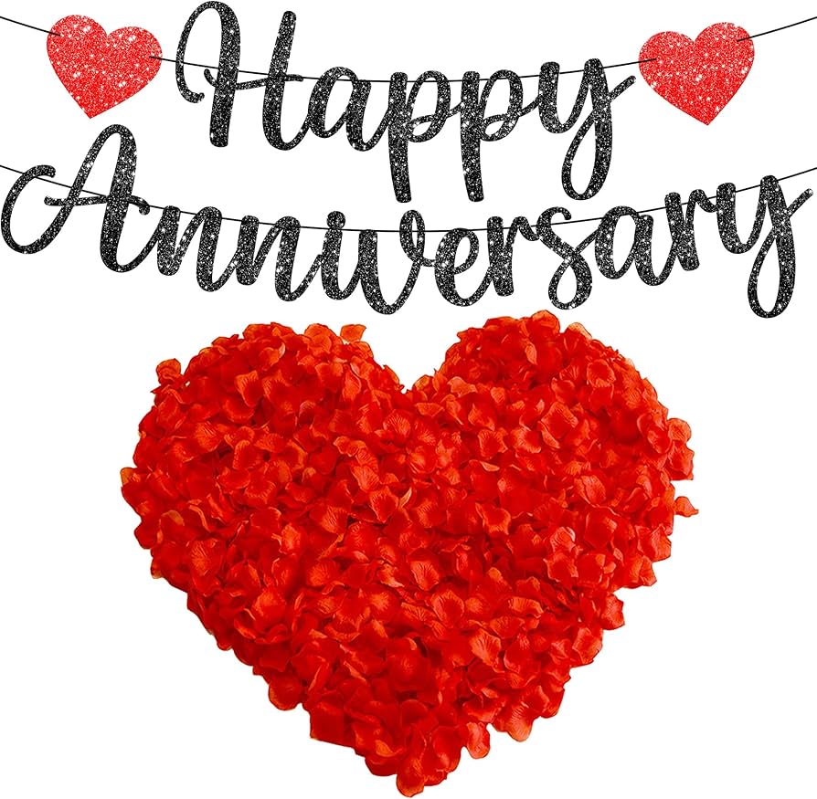 Amazon.com: KatchOn, Happy Anniversary Banner Glitter Black - No