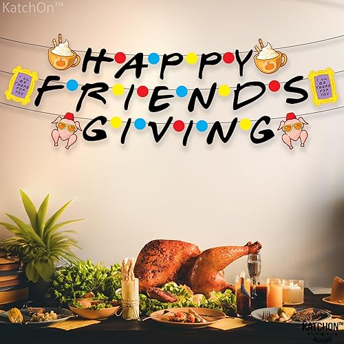 Miniatura 4 de KatchOn, Cartel con texto en inglés Happy Friendsgiving Banner  Grande de 10 pies, sin bricolaje  Cartel de regalo de amigos para decoraciones de
