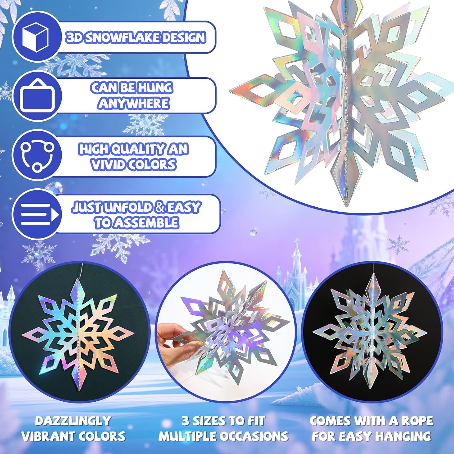 Snowflakes Decorations Frozenn Birthday Party Decorations Snowflakes Garland Hanging Decorations Winter Christmas Decorations for Winter Wonderlands Christmas Birthday Party Decorations