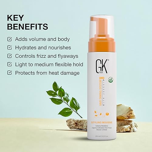Miniatura 3 de GK HAIR Global Keratin - Mousse voluminizador para el cabello (8.5 onzas líquidas/8.5 fl oz), mejora el volumen de los rizos con sujeción media y