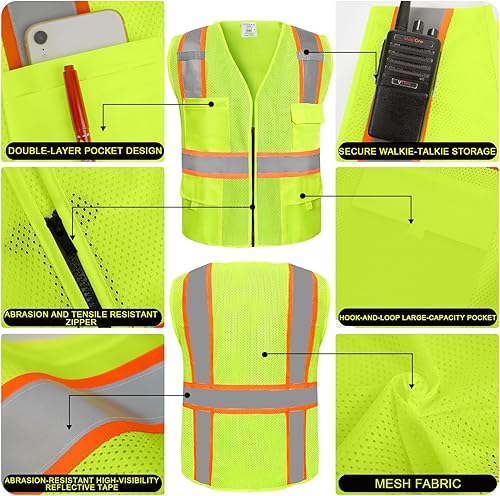 Miniatura 2 de Chalecos de seguridad con logotipo personalizado (S, M, L, XL, 2XL, 3XL, 4XL) Chalecos de seguridad reflectantes de alta visibilidad Clase 2