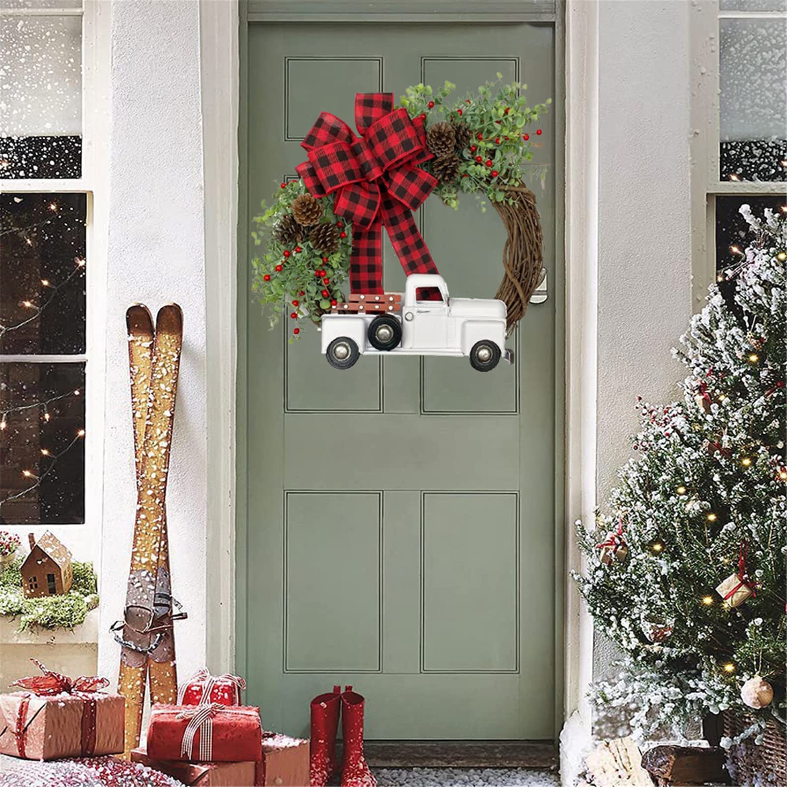 Ghirlanda di ghirlande Natalizie per Porta d'ingresso, ghirlande Artificiali per Porte all'aperto per pareti Finestra Scale Auto Decorazioni per la casa ghirlande Natalizie Decorazioni