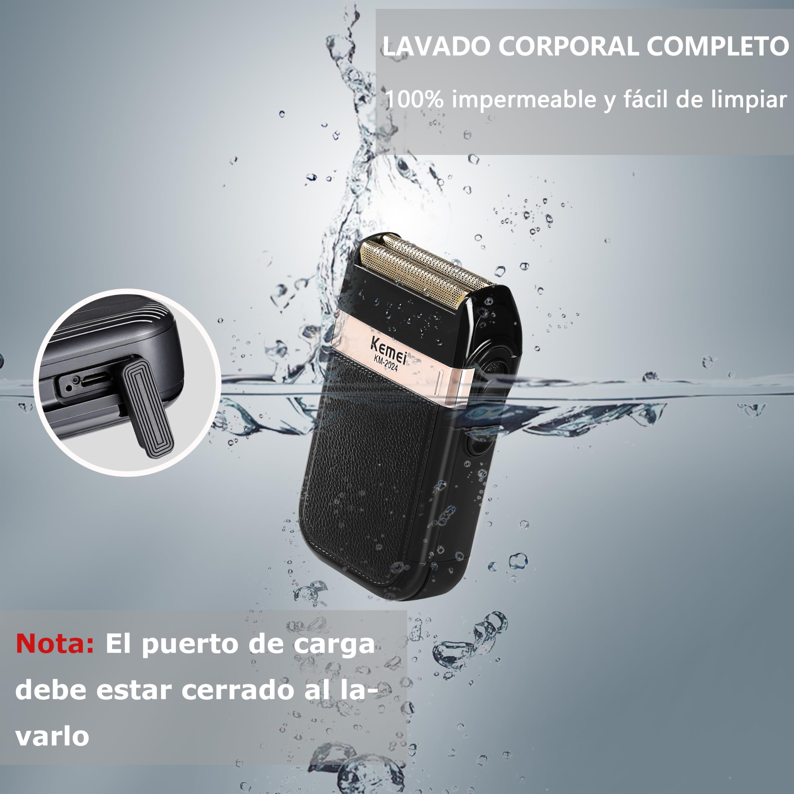 KEMEI afeitadora electrica hombre, afeitadora de láminas a prueba de agua,maquina de afeitar recargables sin cable, Regalos para el Día del Padre
