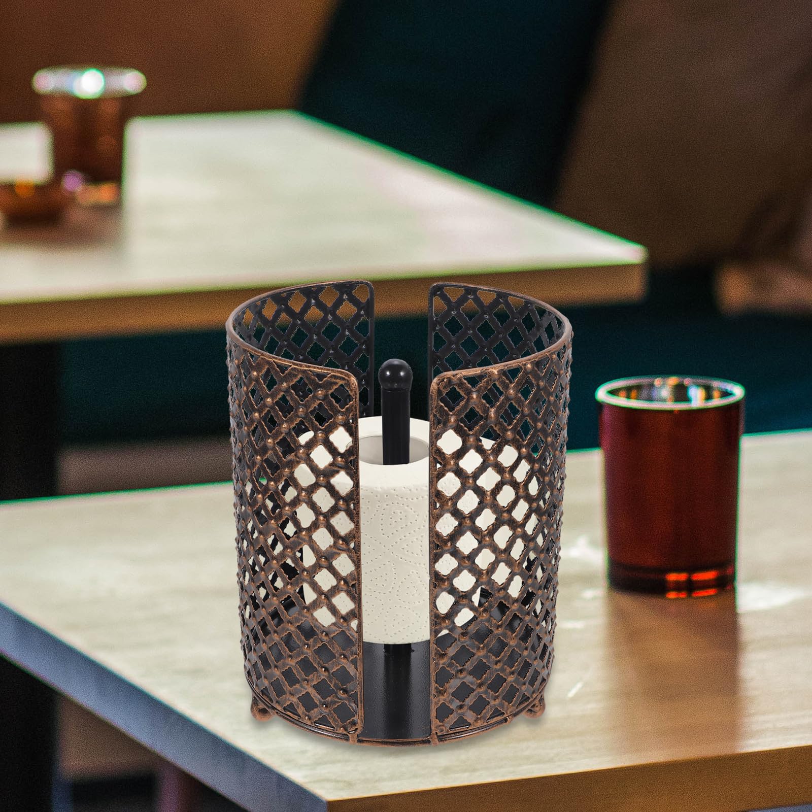 TOYANDONA Portarrollos de Papel Higiénico de Sobremesa de Hierro Borde Liso y Diseño Redondo, Soporte Fácil de Usar para Cocina y Baño Hogar