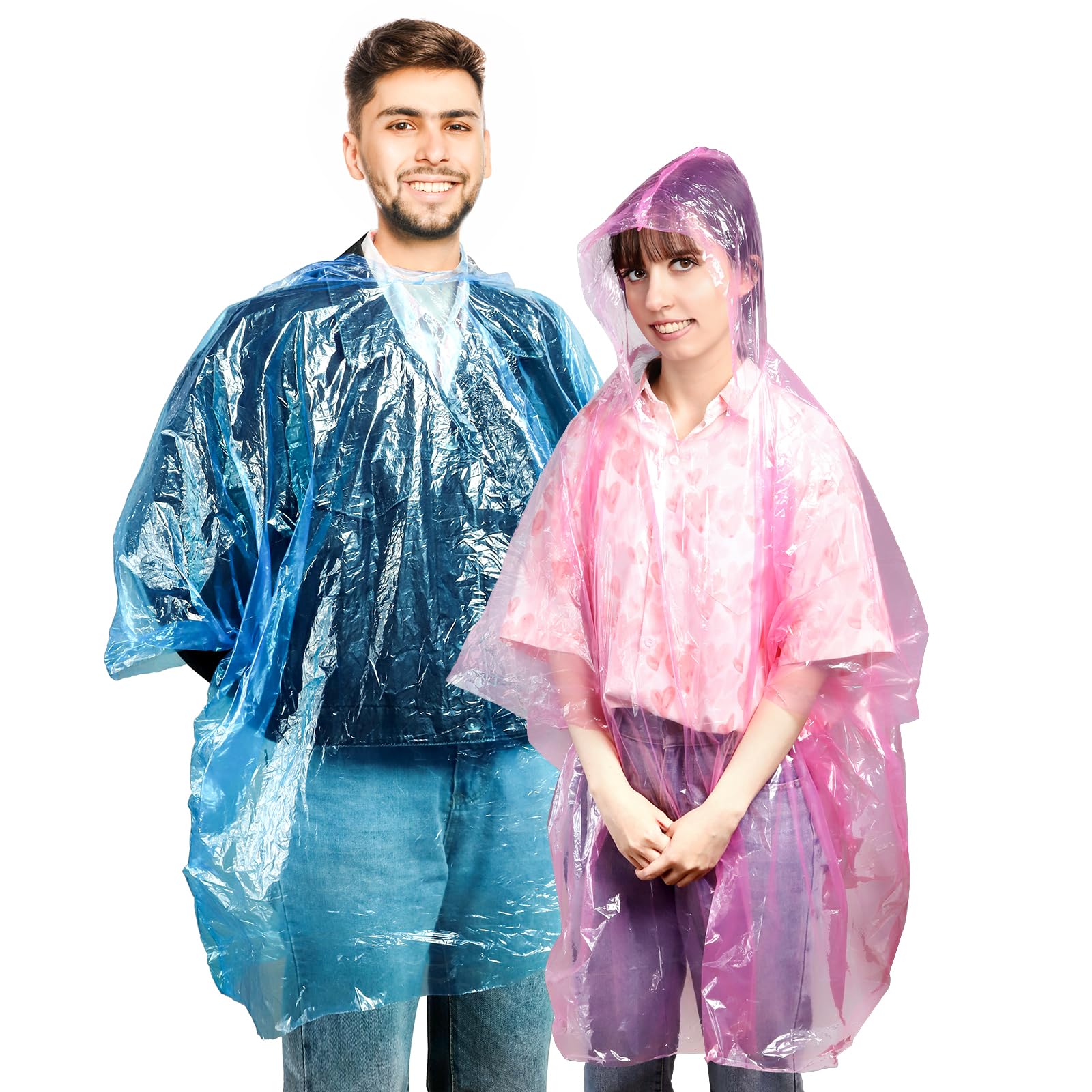 Relaxdays Disposable Rain Poncho, Set Of 20, Raincoat With Hood