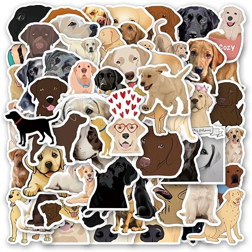60 calcomanías de vinilo impermeable estético lindo dibujos animados animales perros calcomanías calcomanías para laptop, botellas de agua,