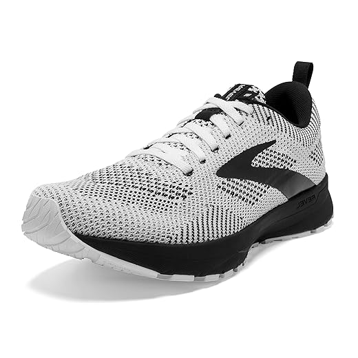Brooks Revel 5 Sneakers for Women Offers Rubber Outsole, Lace-Up Closure, and Arrow-Point Outsole Pattern White/Black 9 B - Medium