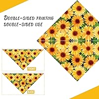 Vista 4 de Sunflower with Leaves Dog Bandana Washable Pets Scarf Triangle Adjustable Handkerchief, Double Sided Printing, Black,Sunflower (Large)