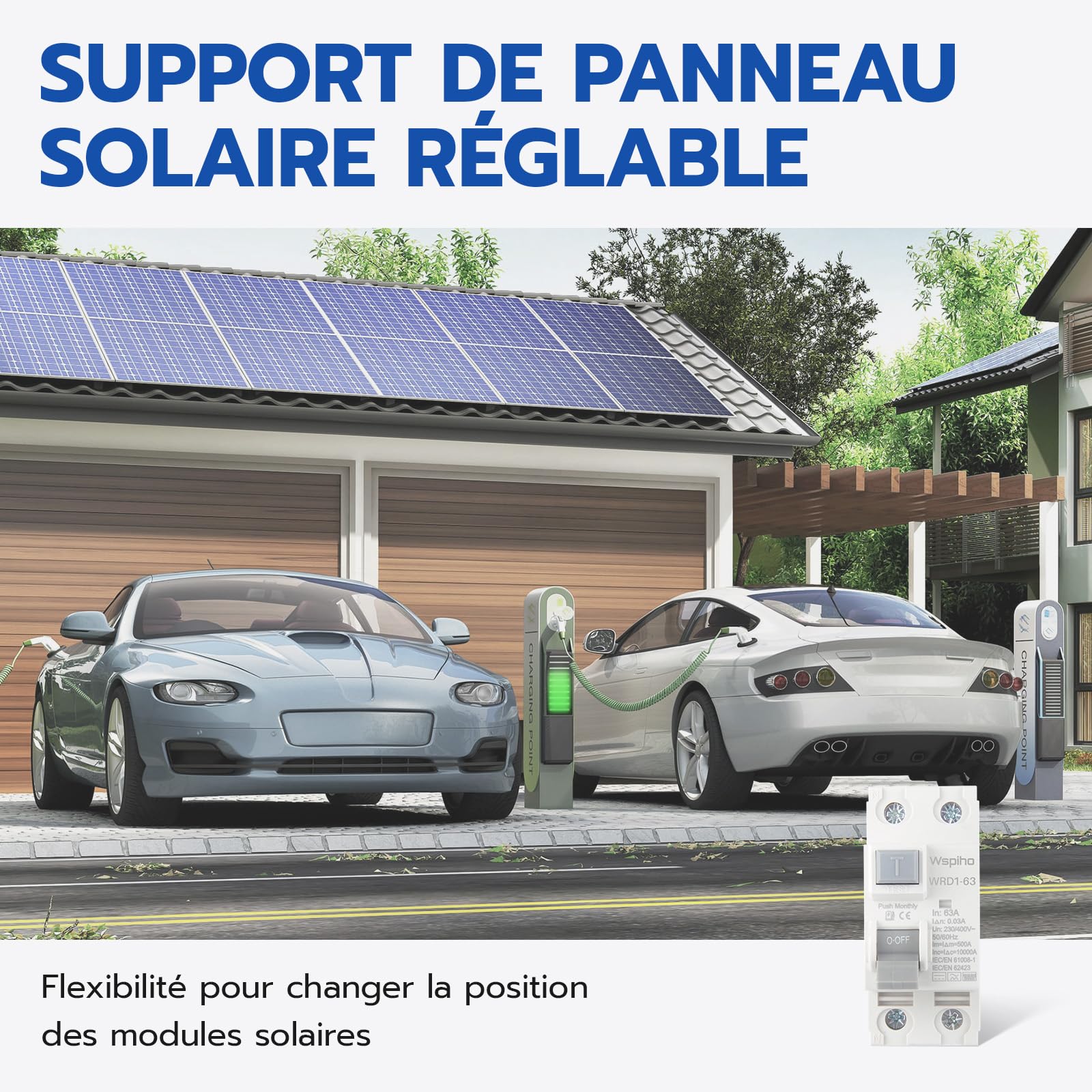 Disjoncteur différentiel FI type B 63 A 30 mA 2 pôles RCCB pour EV