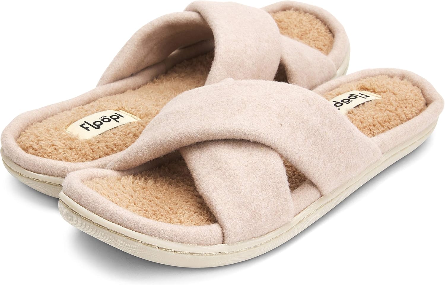 Floopi Women's Ultra Soft Padded Felt Criss Cross Slide with French Terry Insole, Memory Foam and Anti Skid Rubber Outsole for Summer