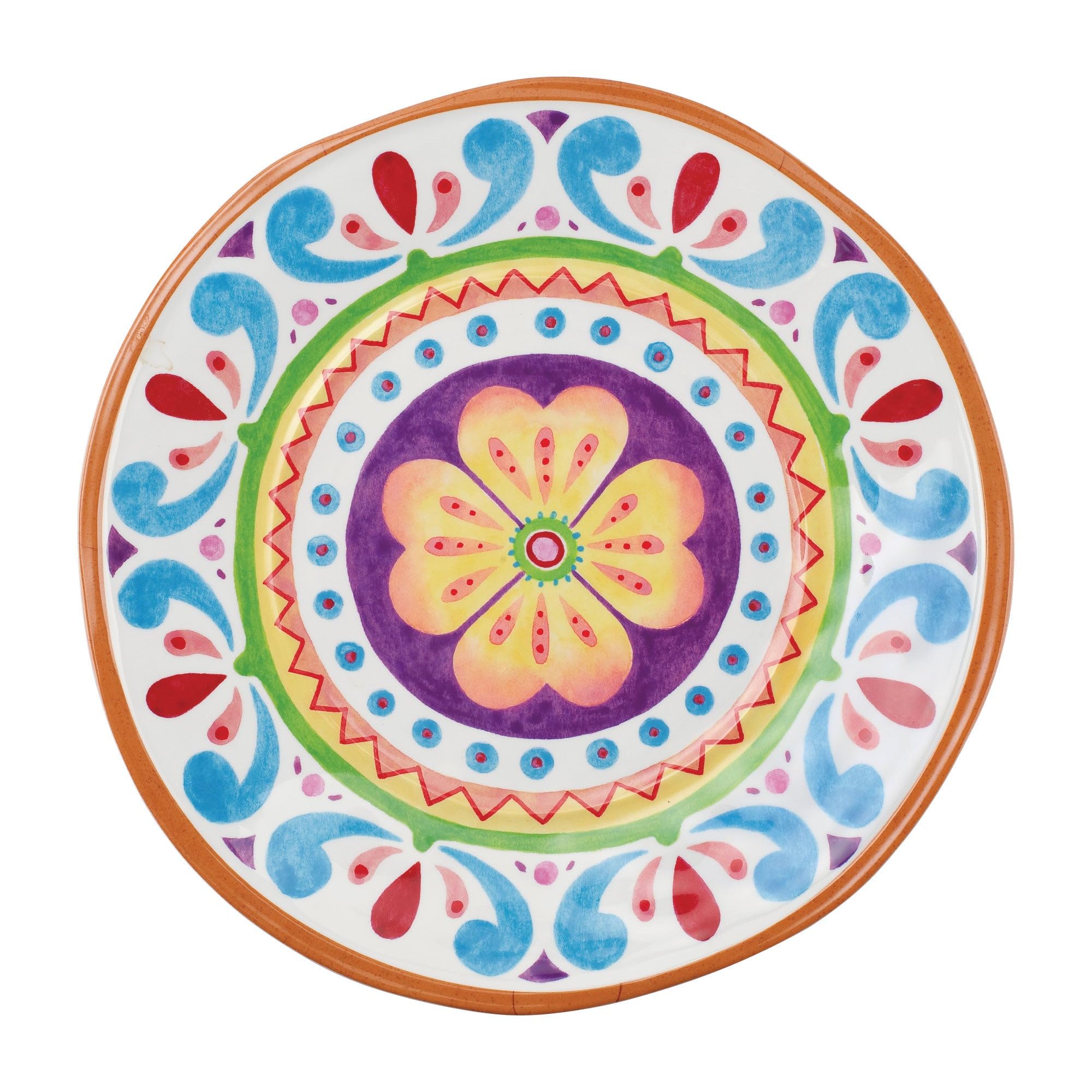 UP ware Cinco de Mayo Melamin-Speiseteller-Set, runde Teller für Hauptgerichte, Nudeln und Salat, BPA-frei, spülmaschinenfest, mehrfarbig, 27,9 cm, 6 Stück