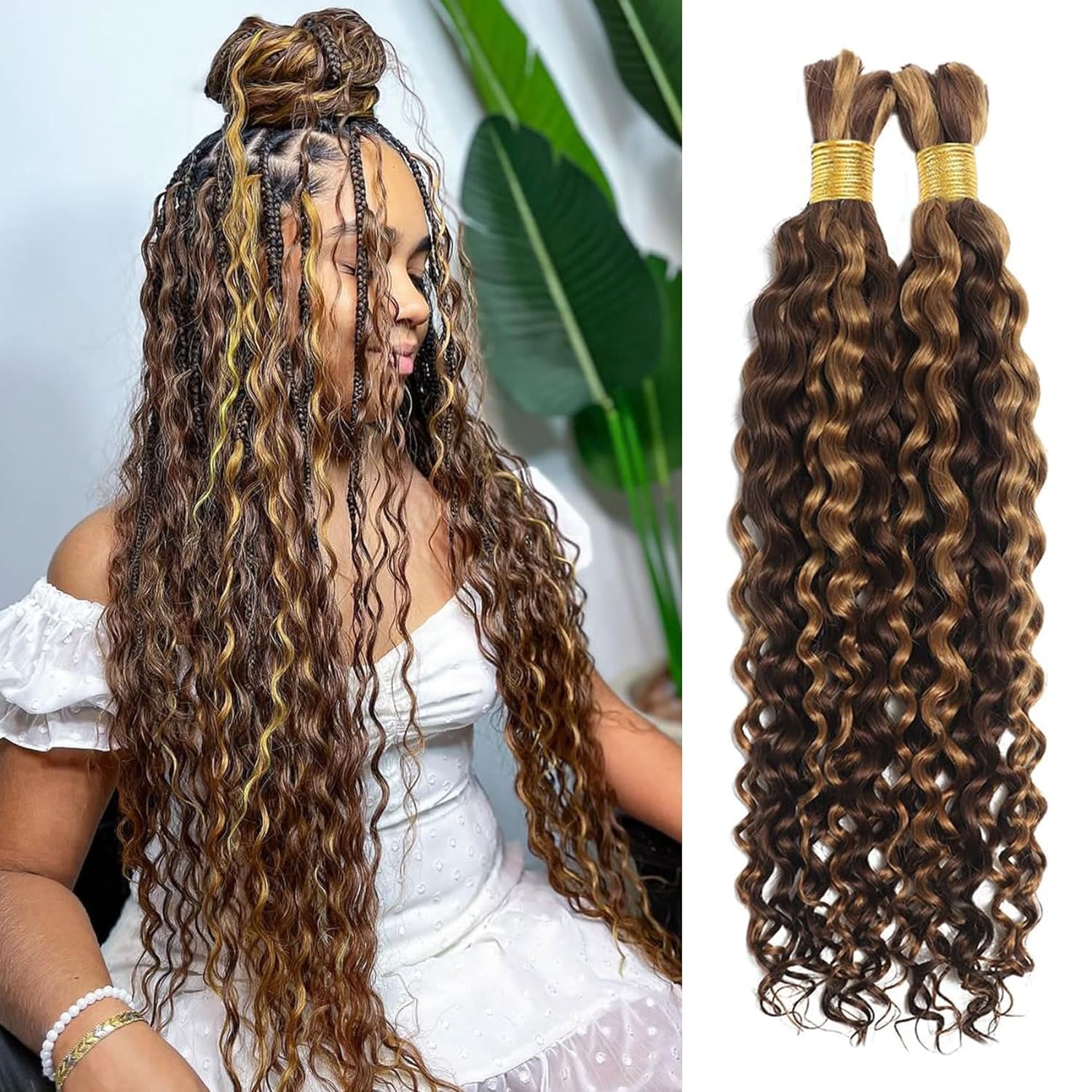 16 Inch Human Hair Extensions Water Wave Pre-Separated Knotless Boho Braids S91d0e6191f564902b4e3cafdf01a8  main image 3