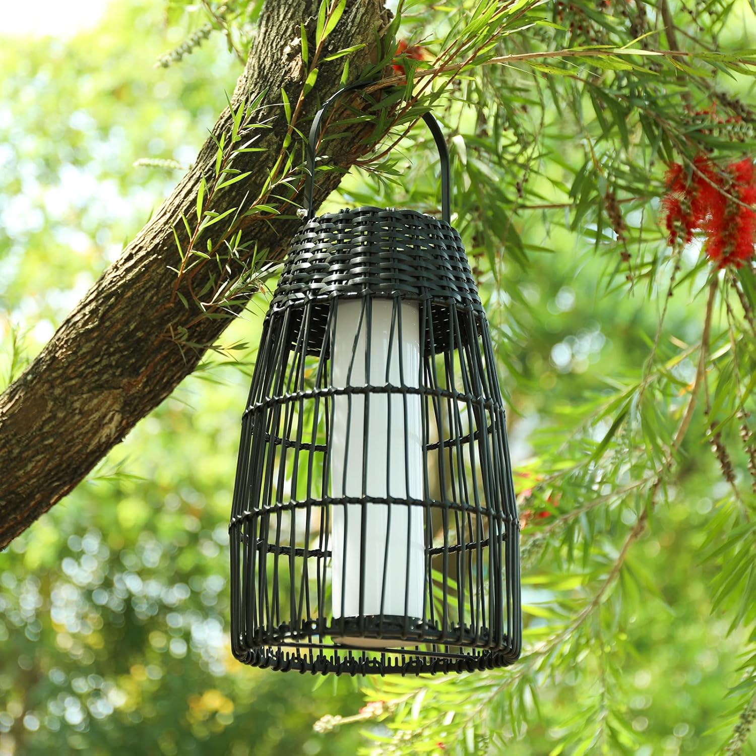 Afirst Solar Lanterns Outdoor, Natural Rattan Bamboo Hanging Solar Lights Waterproof Decorative Lanterns for Yard, Patio, Lawn, Tabletop, Pathway, Landscape, Garden Decor Gifts