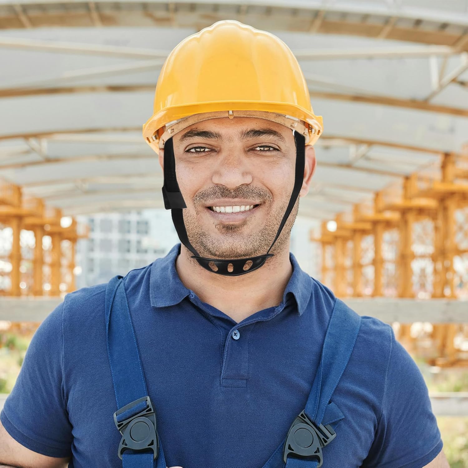 DECHOUS Universal Hard Hat Chin Straps Replacement with Chin Cup - Black - Safety Helmet Work Hardhat Accessories, 15.9 Inch