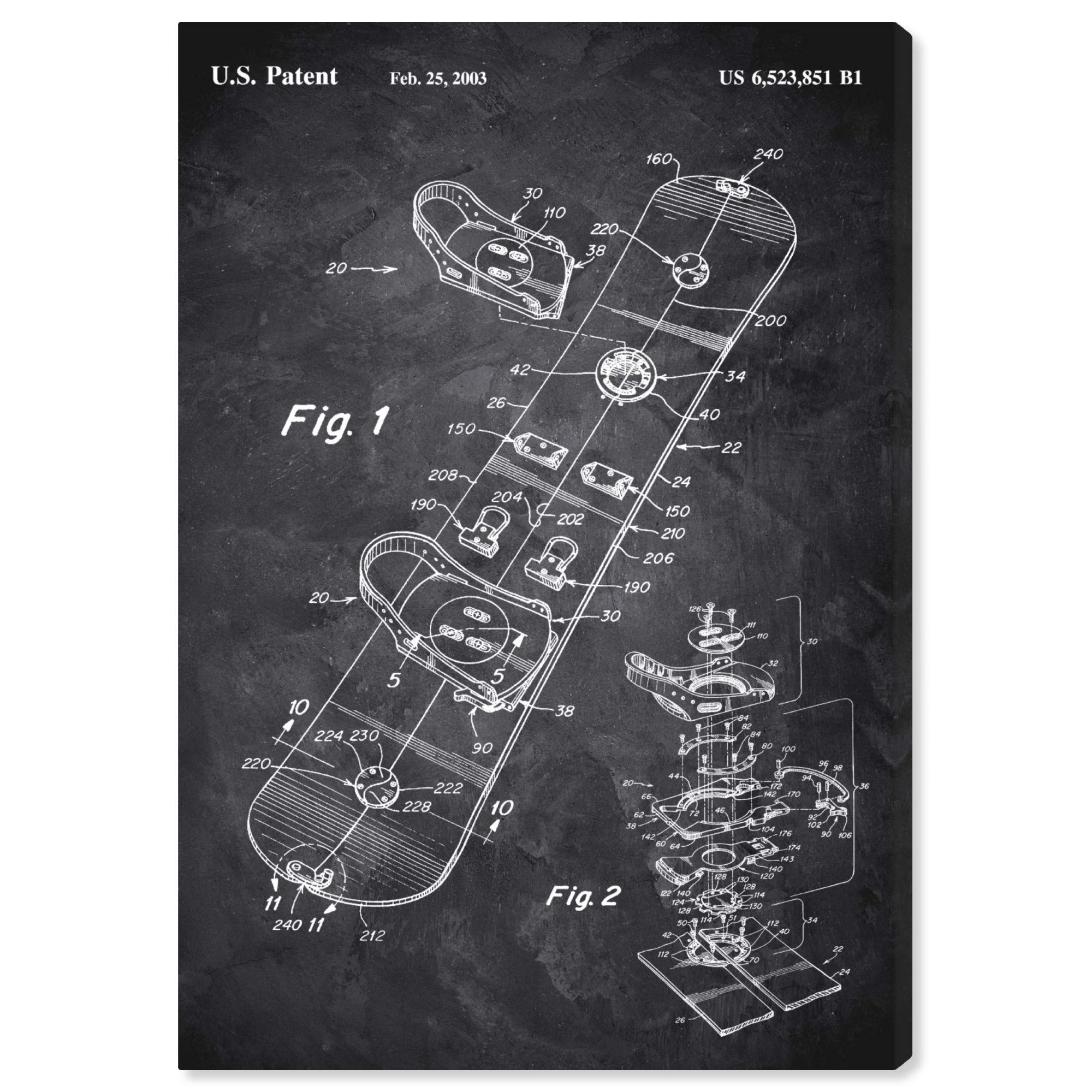 Wynwood Studio Sports and Teams Wall Art Canvas Prints 'Snowboard 2003 Chalkboard' Home Décor, 16x24