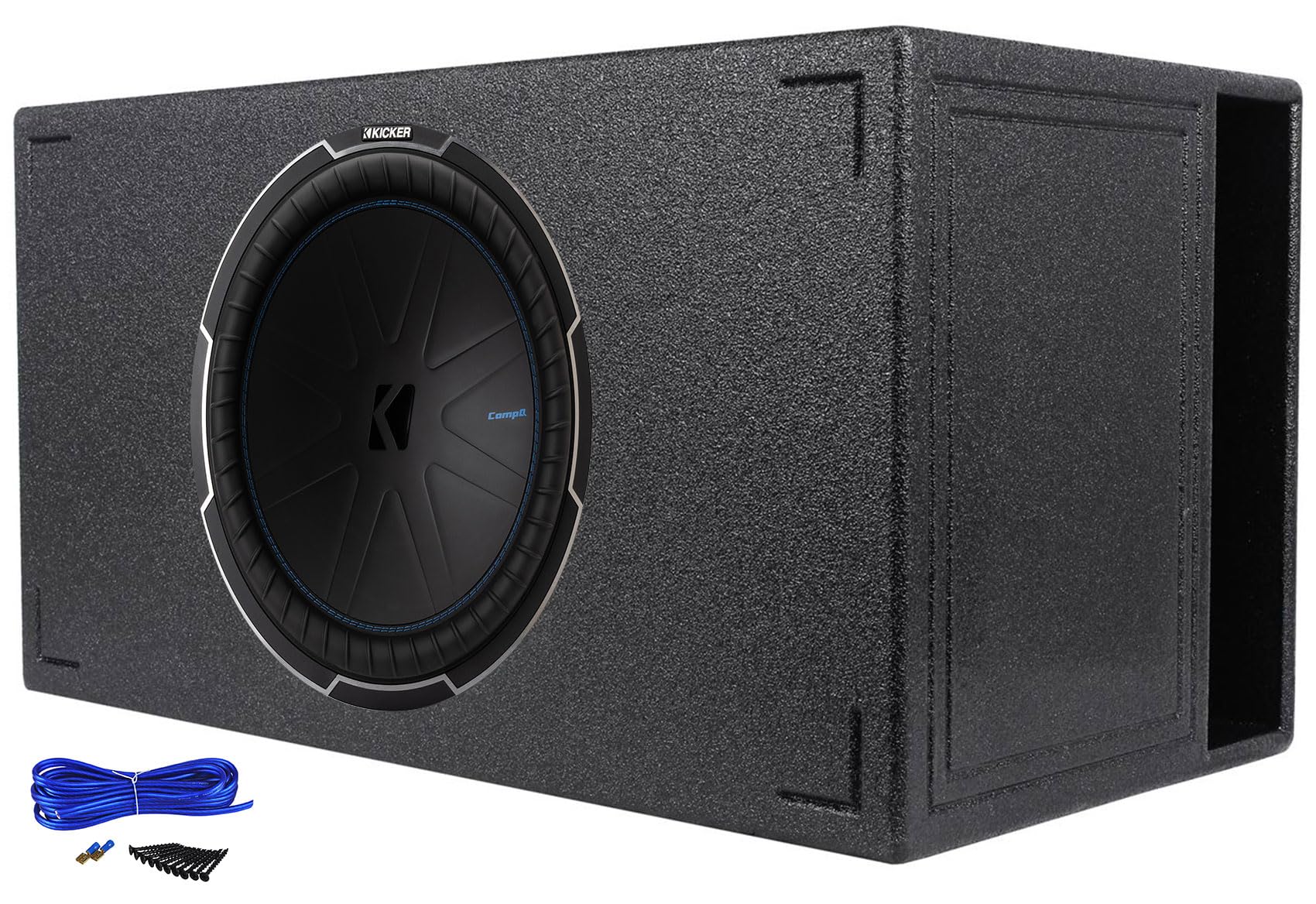 Audiosavings Bundle: Kicker 51CWQ152 Car Audio Subwoofer Bundle with Rockville RQB15 Vented Sub Enclosure & Rockville Single Sub Box Enclosure Installation Kit (3 Items)