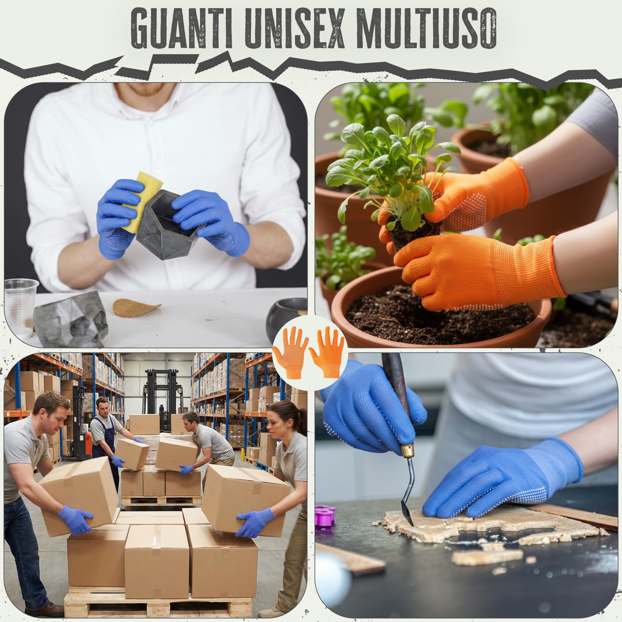 FUZZIO Guanti da lavoro con borchie 24 paia L/9 blu