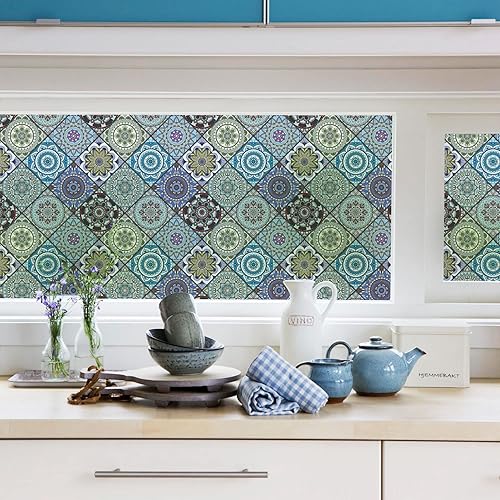 Miniatura 5 de DKTIE Película de privacidad para ventana con herramientas de instalación, vidrio esmerilado, adhesivos estáticos, no adhesivos, película Art Deco,