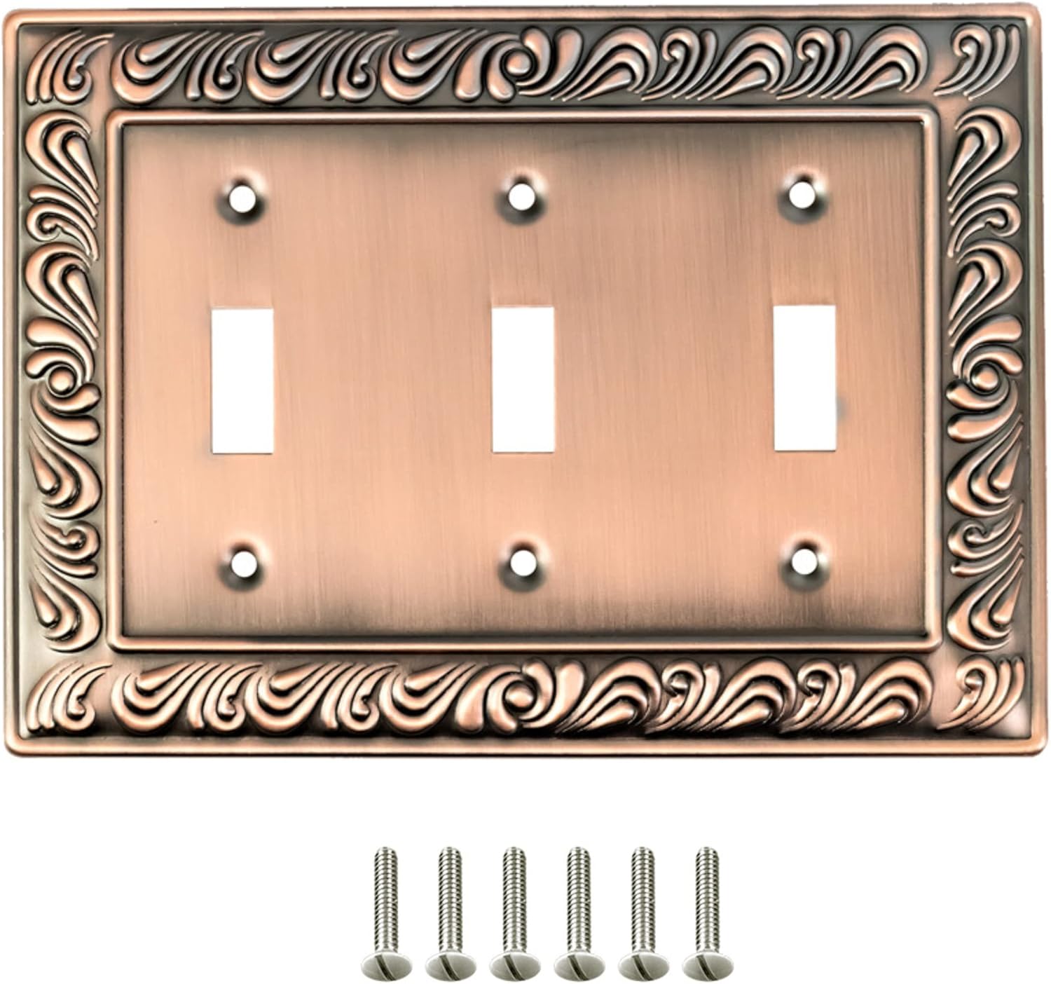 SleekLighting | Wall plates Decorative Tumbled Antique Copper | Electric Outlet and Switch Covers| Style: 1 Gang Duplex (2 Pack)