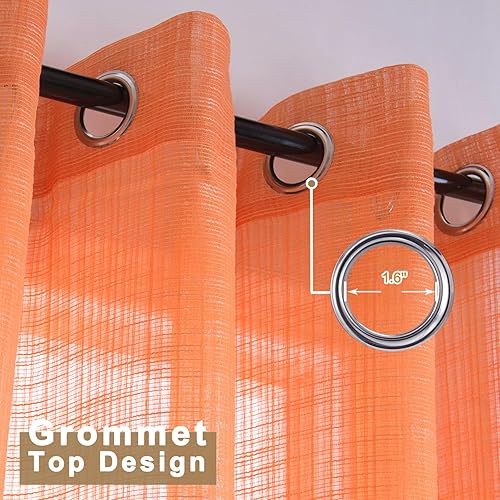 Miniatura 2 de Tony's collection Peach - Cortinas transparentes de 84 pulgadas, juego de 2 paneles de cortinas de gasa para sala de estar, lino sintético