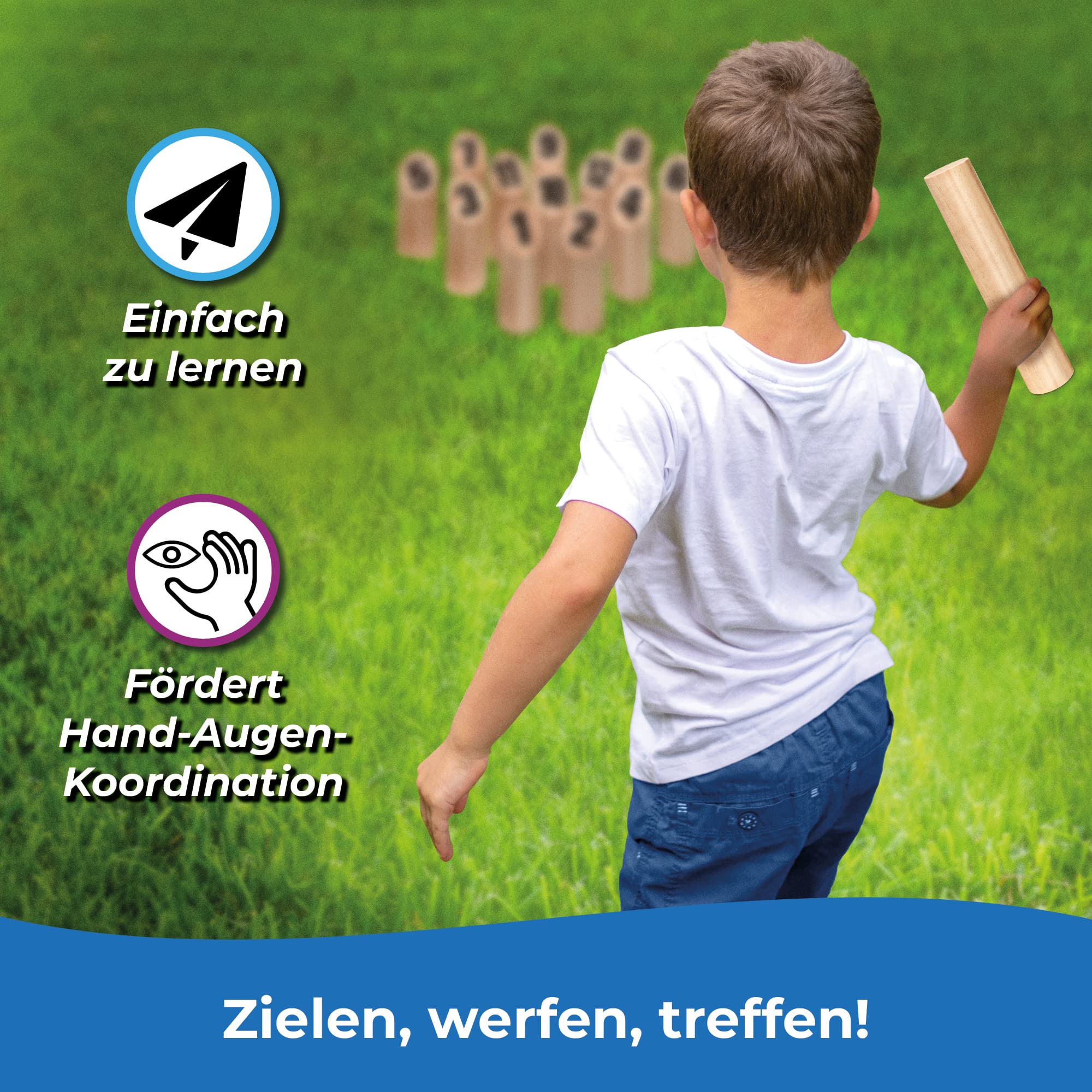 Toyfel Tölky Indoor & Outdoor Wurfspiel aus Finnland – Schweden Schach aus FSC® Holz – Lustiges Holzwurfspiel Garten Outdoor Spielzeug für Kinder & Erwachsene