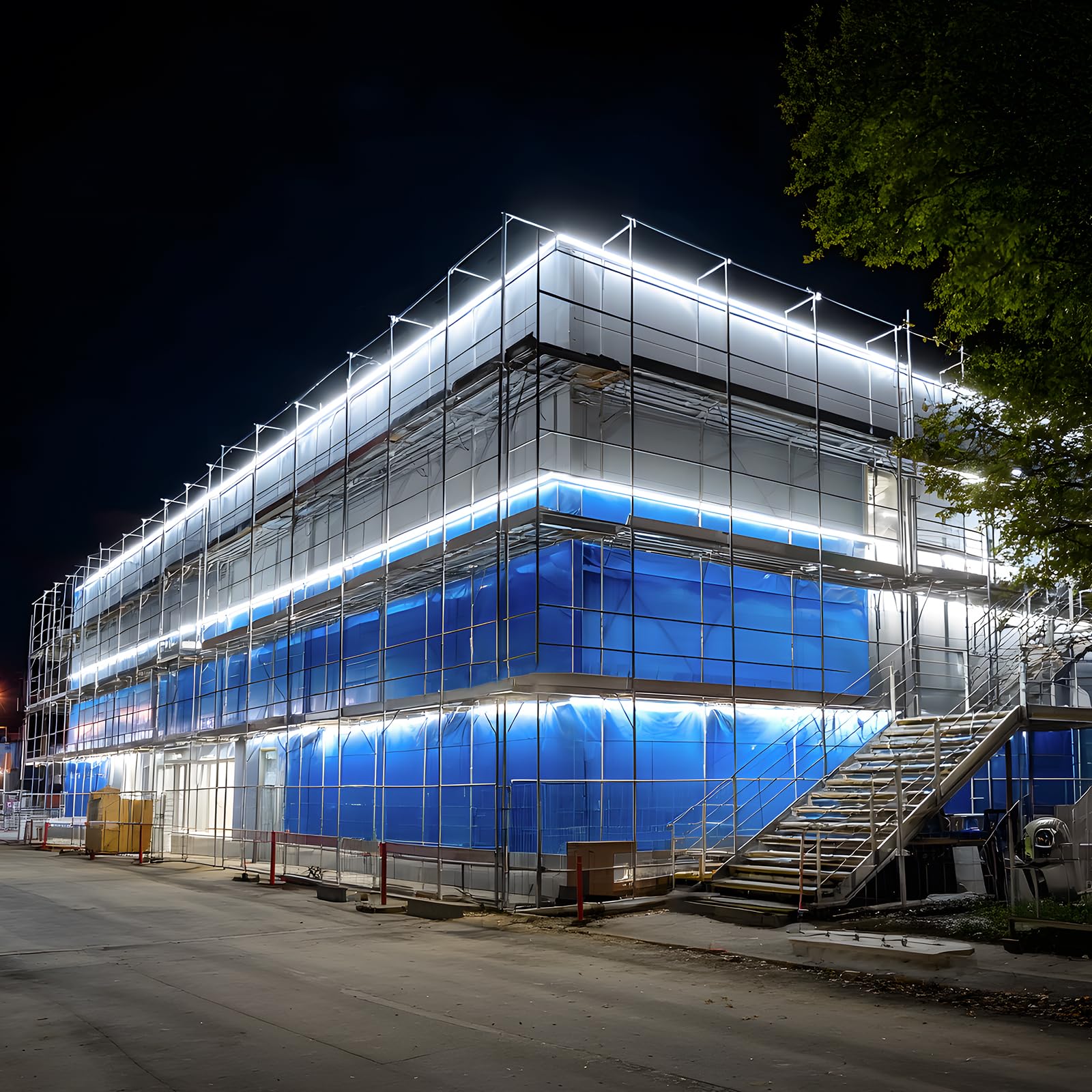 Shine Decor Striscia LED da 10 m, 100 W, 13000 lm, IP65, impermeabile, adatta a 70 m, per costruzione, garage, luogo di lavoro, giardino, materiali di costruzione (bianco neutro 4000 K, 10 m senza