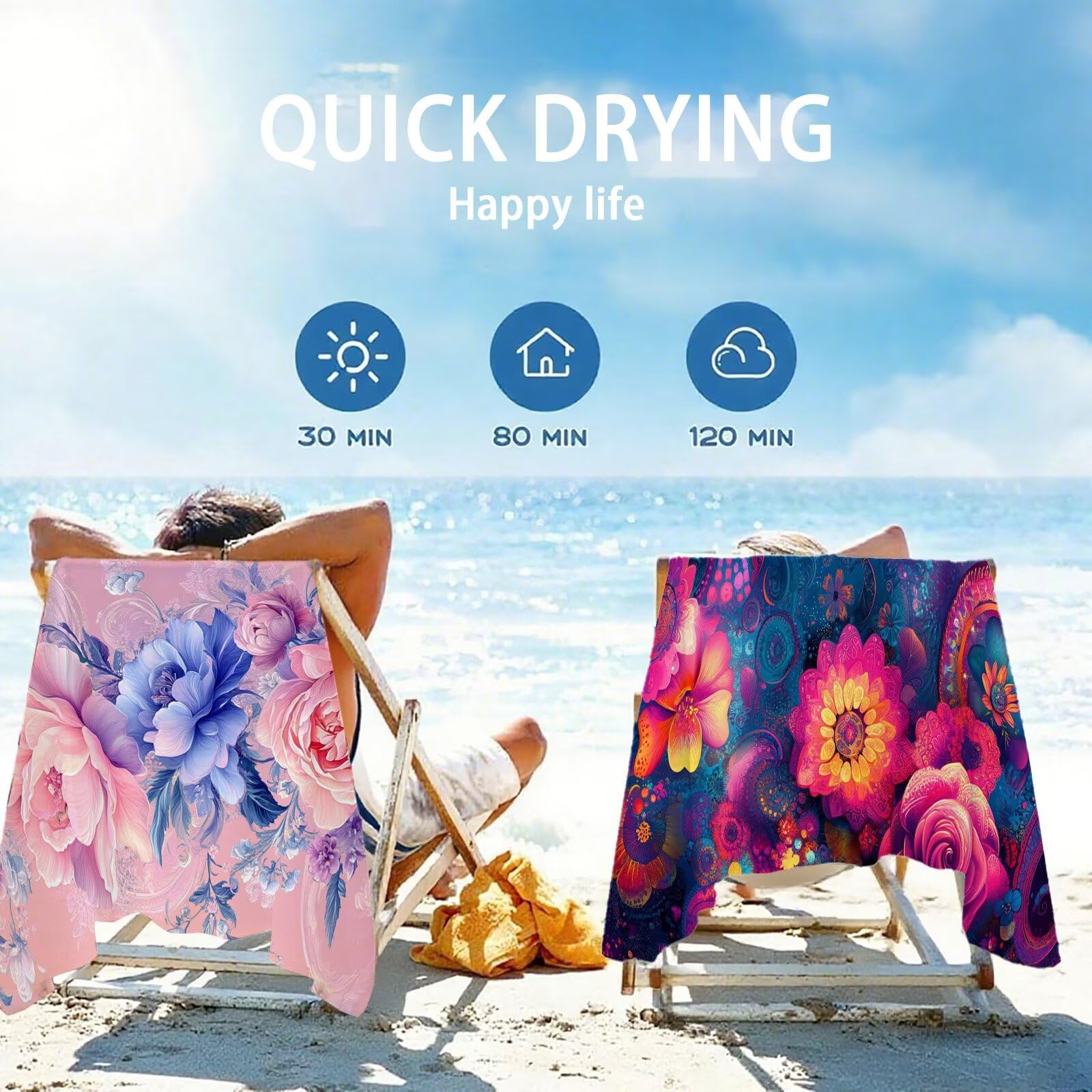 Ręcznik plażowy z mikrofibry 220 x 100 cm prześcieradło plażowe przeciw piaskowaniu kwiat ręcznik plażowy XXL fabryczny ręcznik plażowy szybkoschnący, miękki i bardzo chłonny szybkoschnący do podróży