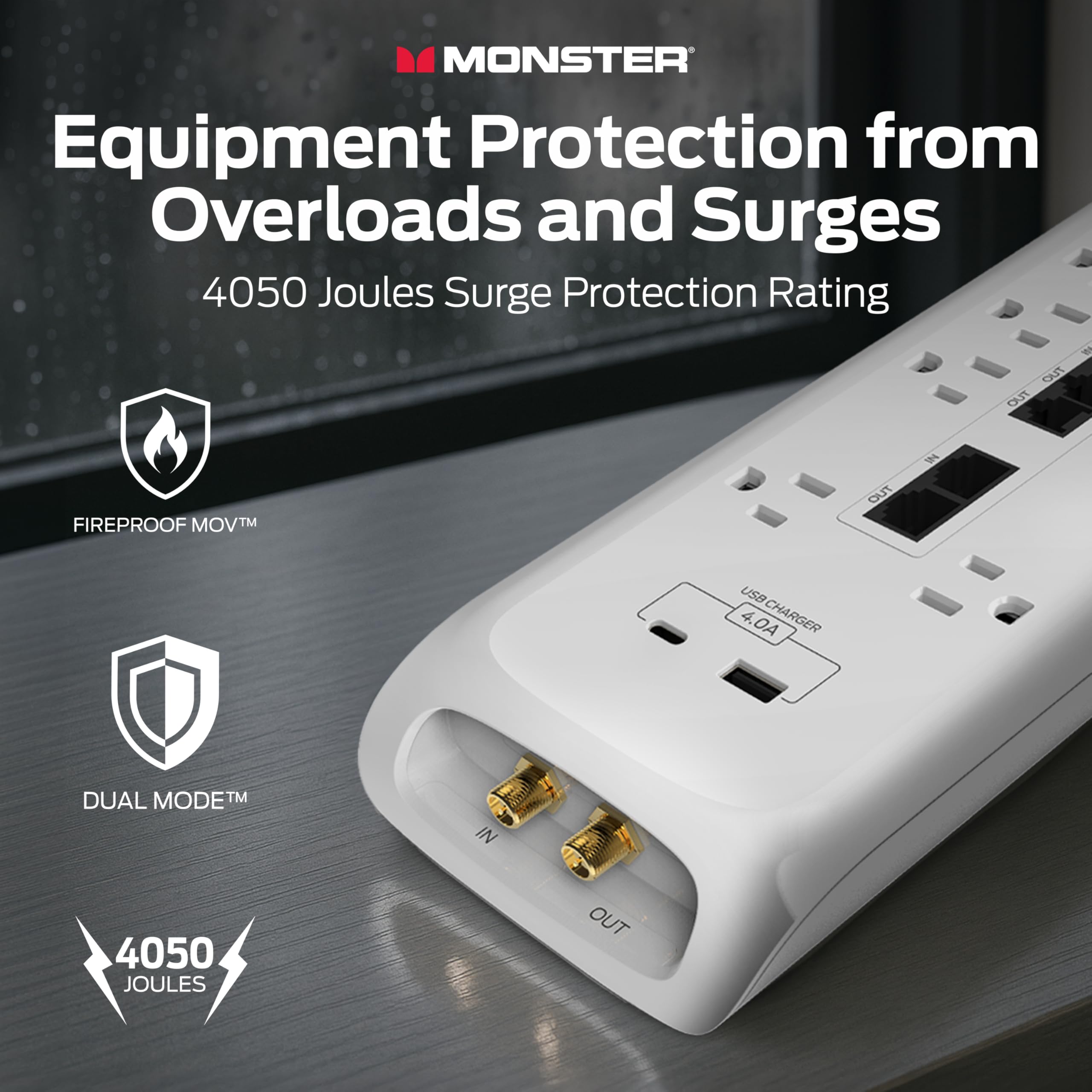 Amazon.com: Monster White Heavy Duty Surge Protector Power Strip 6