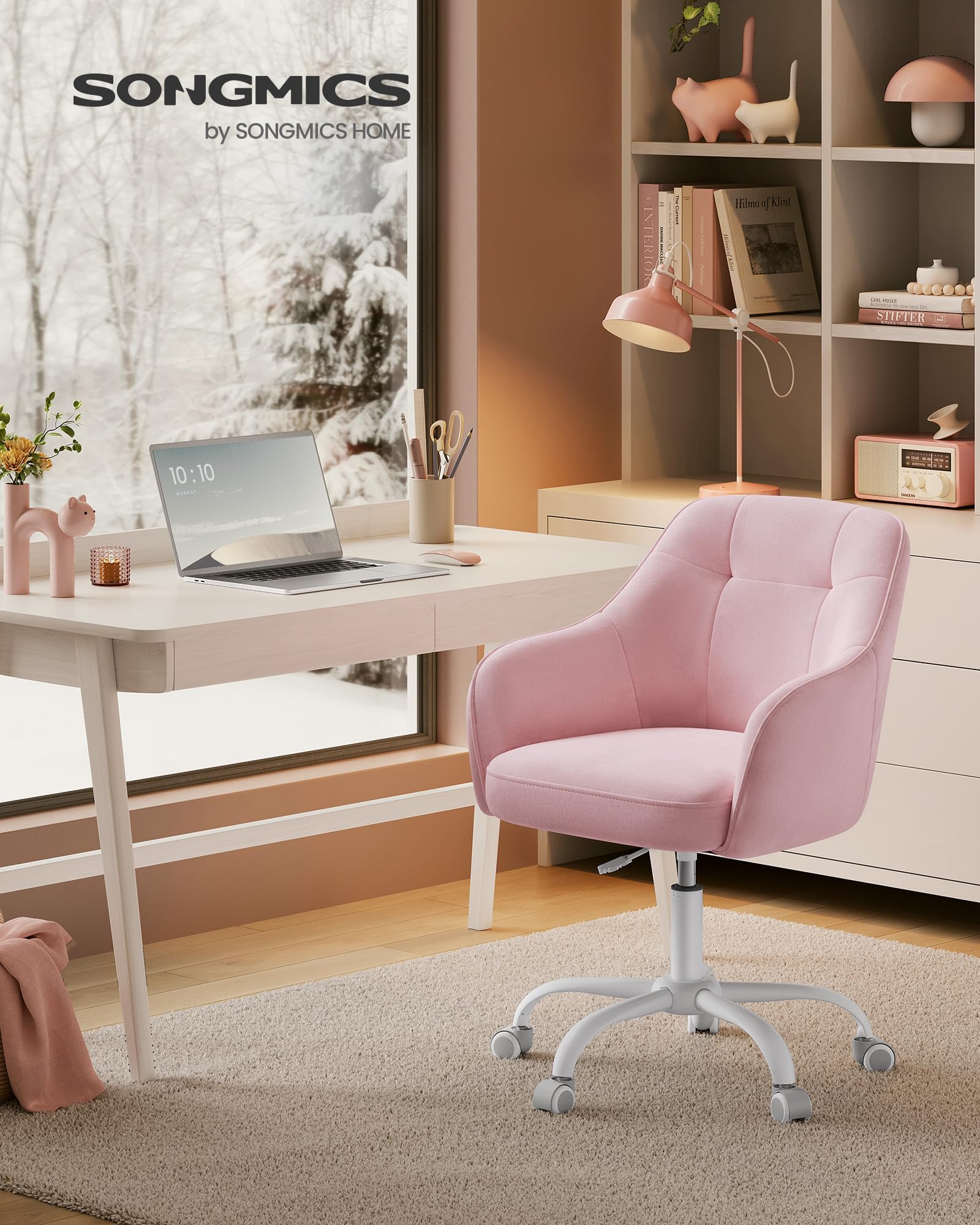 SONGMICS bureaustoel, ergonomische bureaustoel, computerstoel, in hoogte verstelbaar, draagvermogen tot 150 kg, PU kunstleer, thuiskantoor, kantoor, zwartgrijs OBG064B03