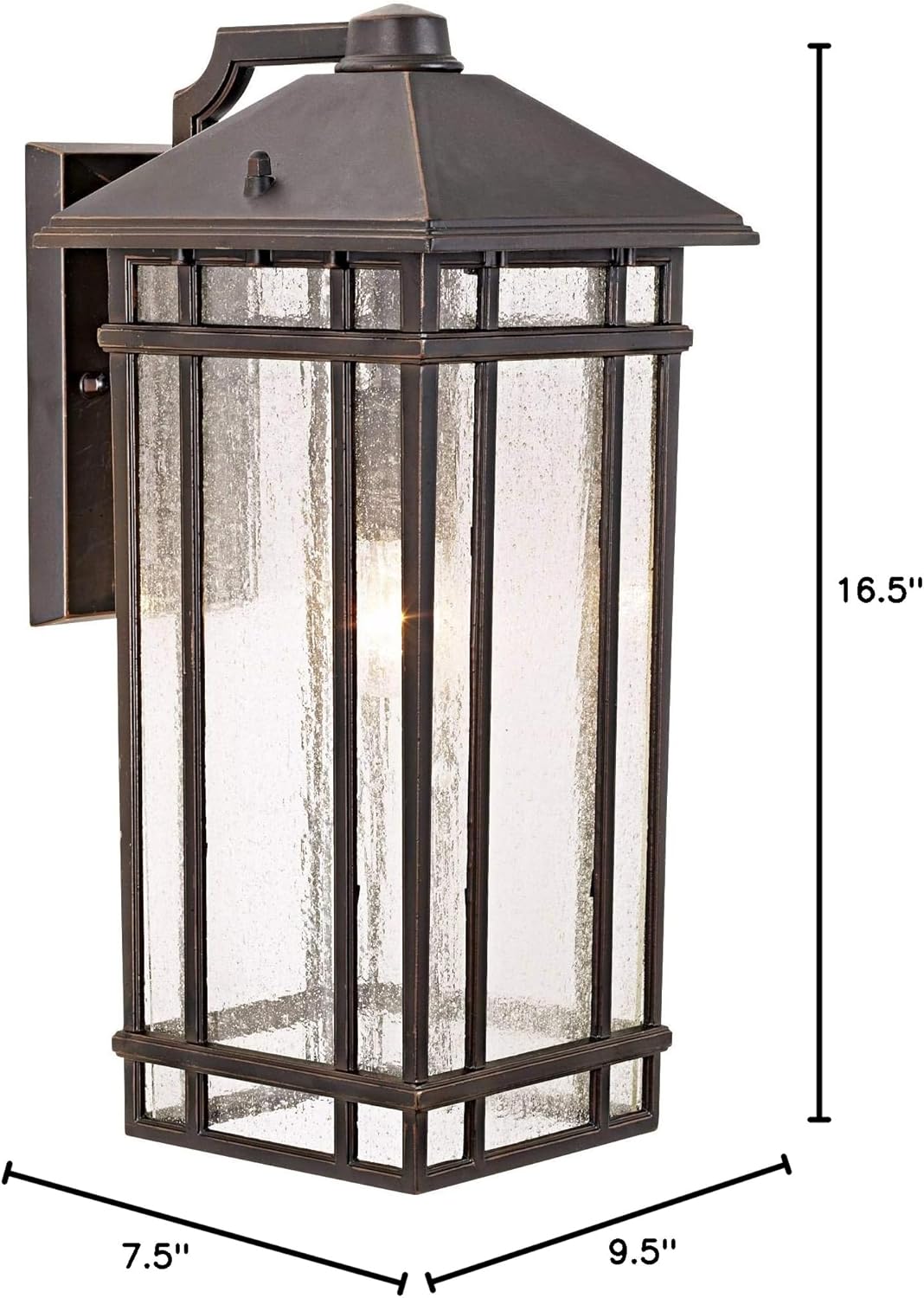 Bronze 19" Arts and Crafts Outdoor Wall Light with Seedy Glass