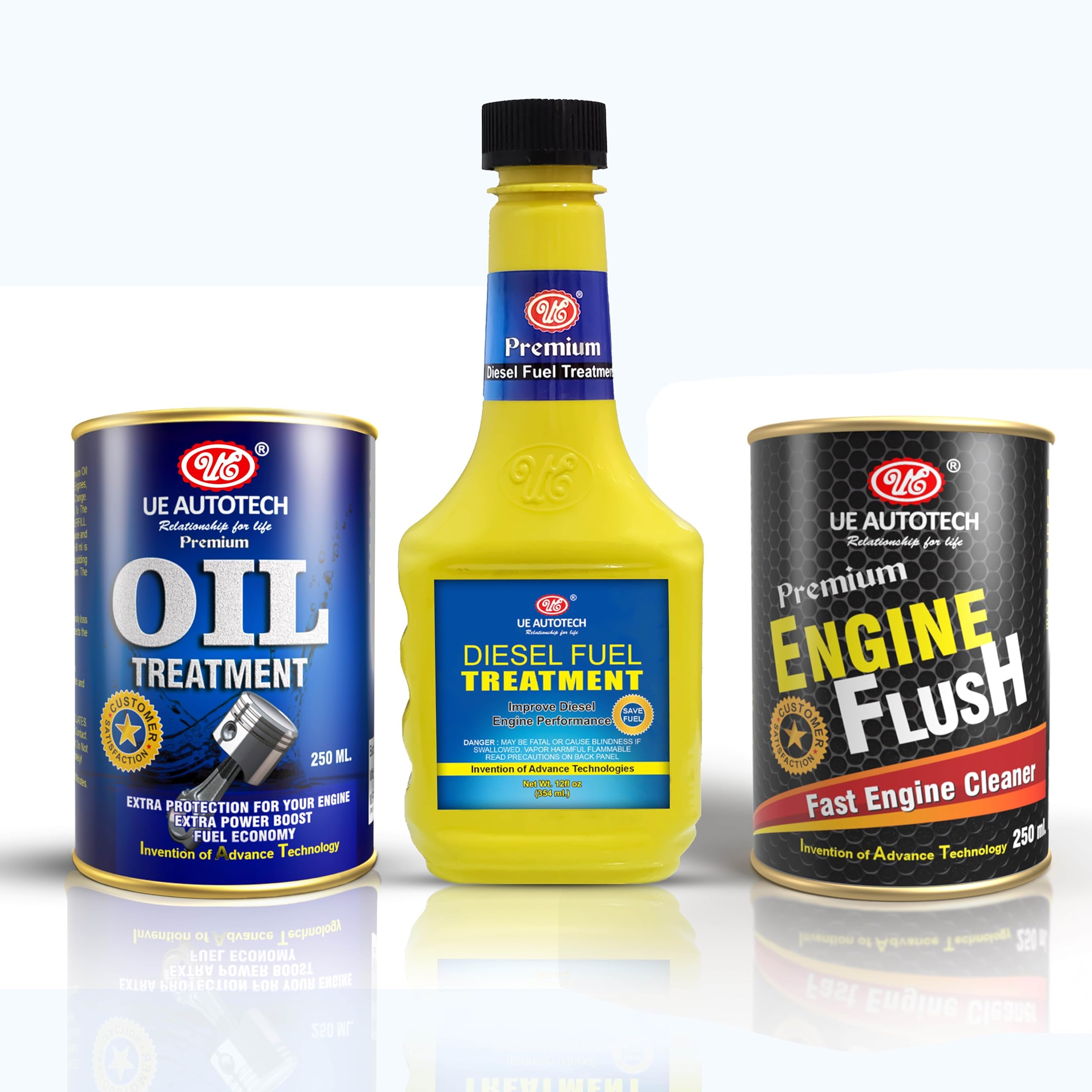 Autotech Premium Diesel Vehicle Performance Kit for Engine Protection - Fast Engine Flush, Improve Performance Treatment and Power Boost Oil Treatment - Easy to Use Cleaner, Pack of 3