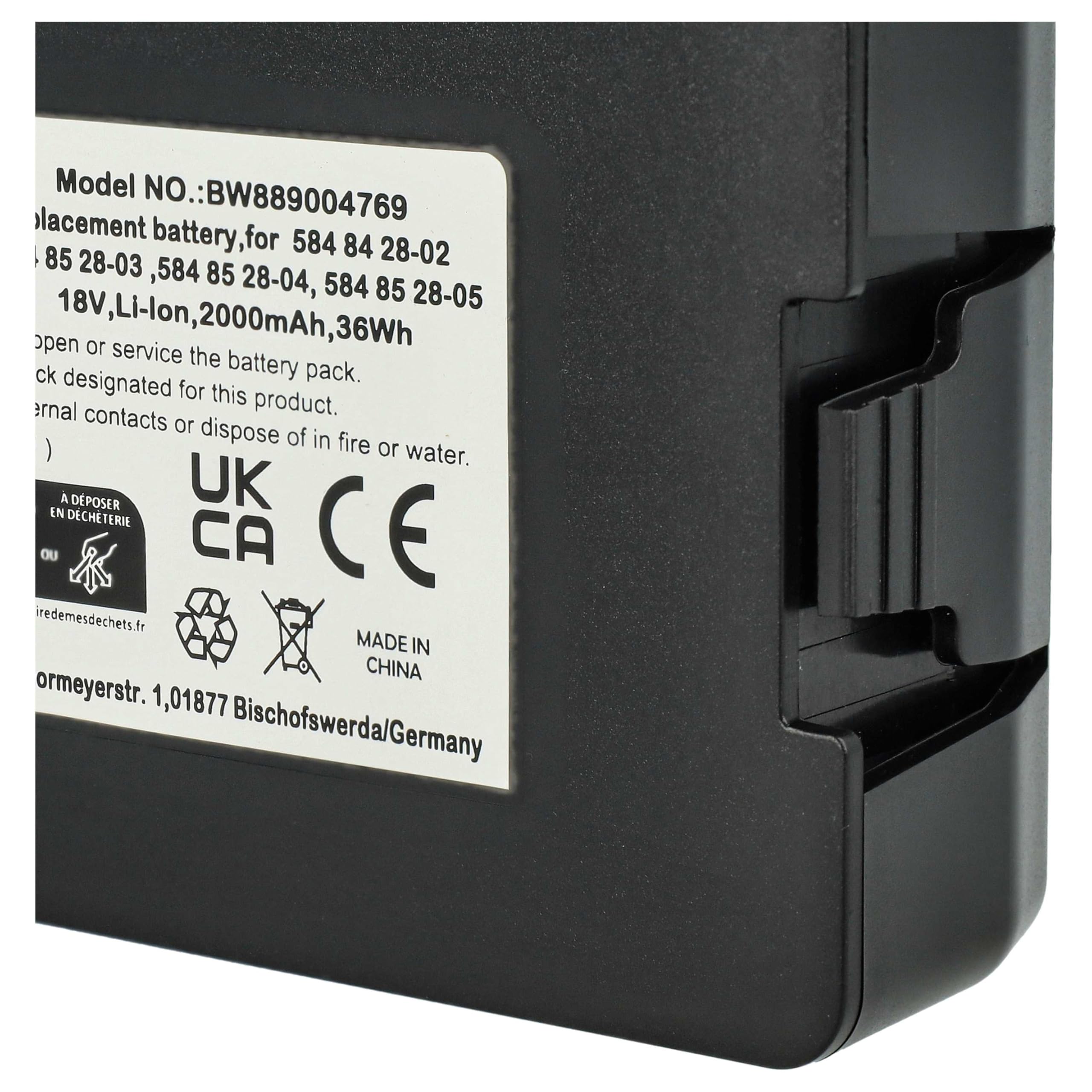 vhbw batteria compatibile con McCulloch ROB 800, S400, 500, 600 robot tagliaerba 2Ah 18V Li-Ion