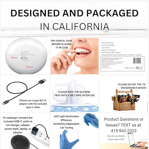 Miniatura 6 de Tare &co UVC - Funda de retención ultravioleta compatible con Invisalign, funda protectora bucal, funda de soporte dental delgado alimentado por