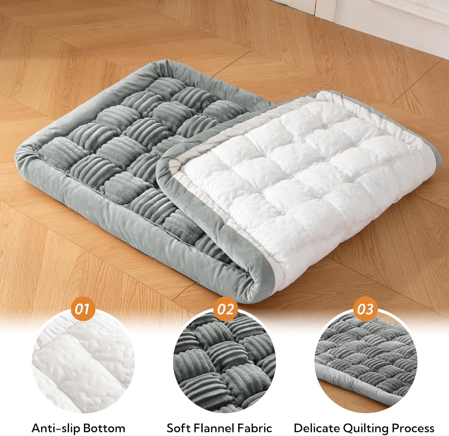 Soulbond Dog Bed for Car Back Seat Soft Plush Backseat Pet Bed Mat Non-Slip Travel Pet Mat, Fuzzy Plaid Dog Seat Cover, Fit for Backseat Extenders and Trucks SUVs (Light Gray, 54" x 24.8")