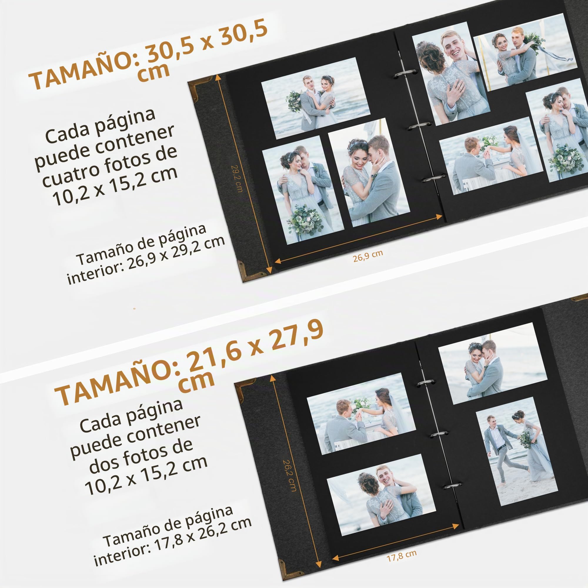Vienrose Album de Fotos Scrapbook con Espiral, 60 Páginas Negra, 30x30 cm | Pegar y Escribir DIY Scrapbooking Álbum de Recortes, 10x15 Foto para Familia Bebé, Aniversario Bodas, Vacaciones